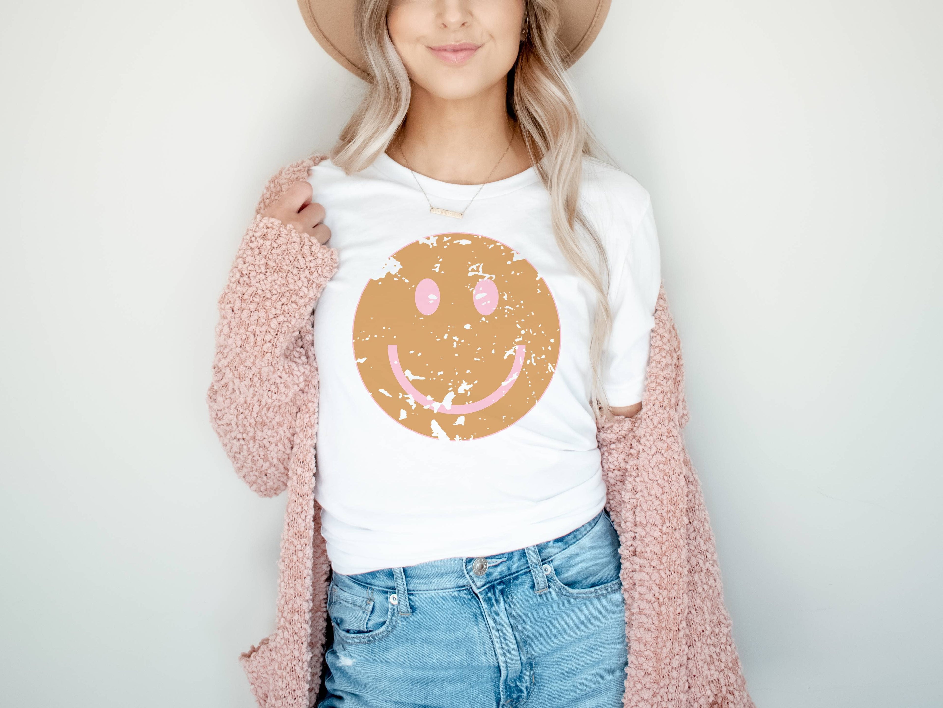 Retro Happy Face Graphic Tee Hoodie, Sweatshirt | PodTeesHub.com