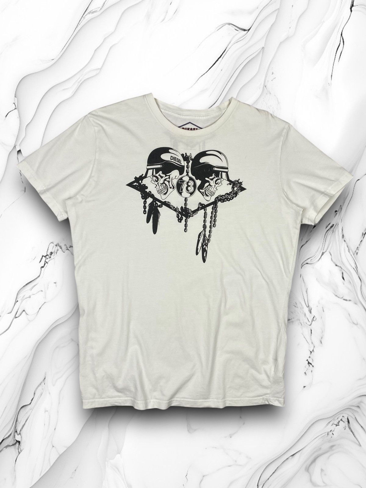 Vintage 00s Diesel Skulls Biker Motorcycle Y2k Tee Hoodie, Sweatshirt | PodTeesHub.com