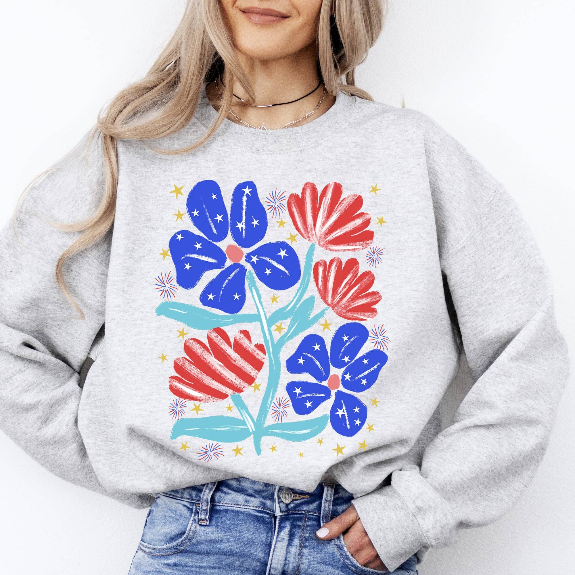 Patriotic Flowers America, USA, 4th of July Sweatshirt T-Shirts, Hoodie | PodTeesHub.com