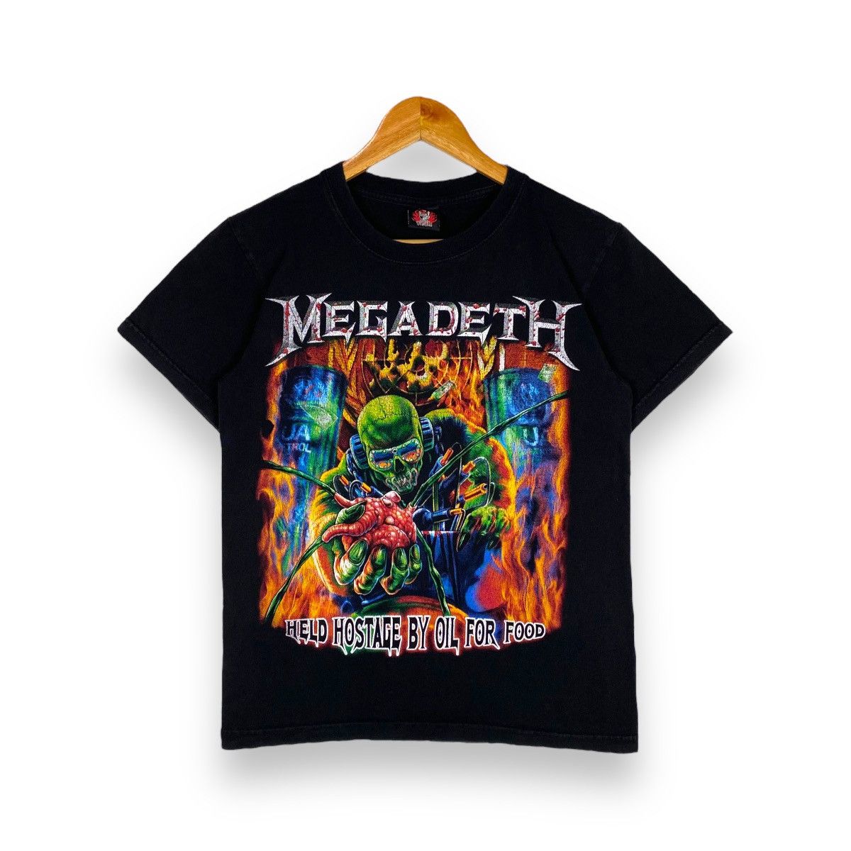 Megadeth X Vintage Vintage Megadeth Held Hostage By Oil For Food Band Tee Hoodie, Sweatshirt | PodTeesHub.com