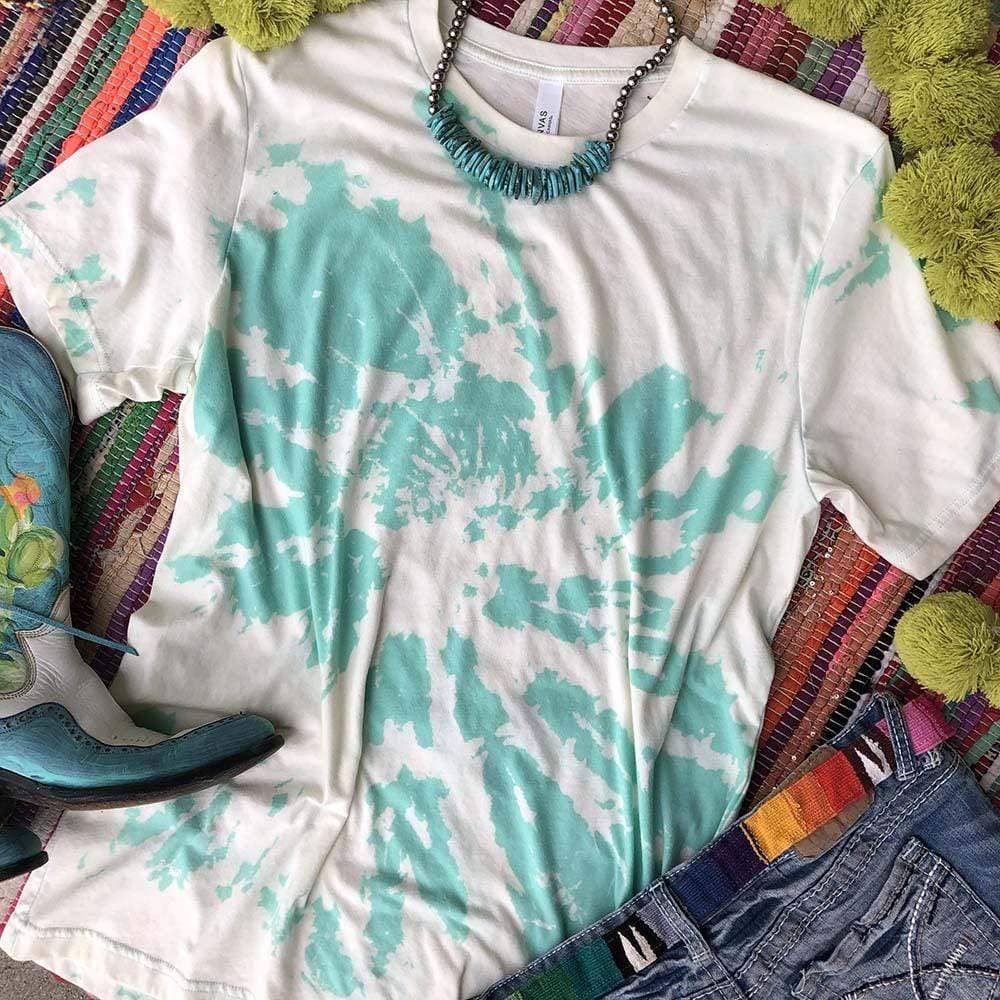 Mint & White Tie Dye Graphic Tee Hoodie, Sweatshirt | PodTeesHub.com