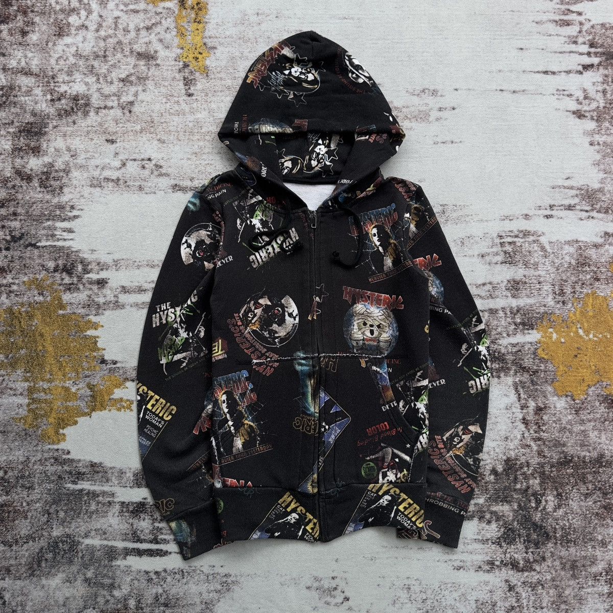 Glamour Hysteric Glamour All Over Graphic Full Print Zip Hoodie Rare T-Shirts, Sweatshirt | PodTeesHub.com