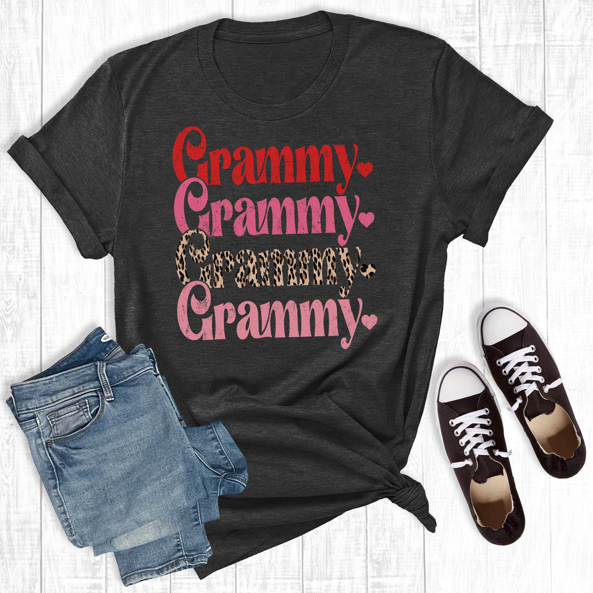Leopard Grammy Stacked Valentine Graphic Tee Hoodie, Sweatshirt | PodTeesHub.com