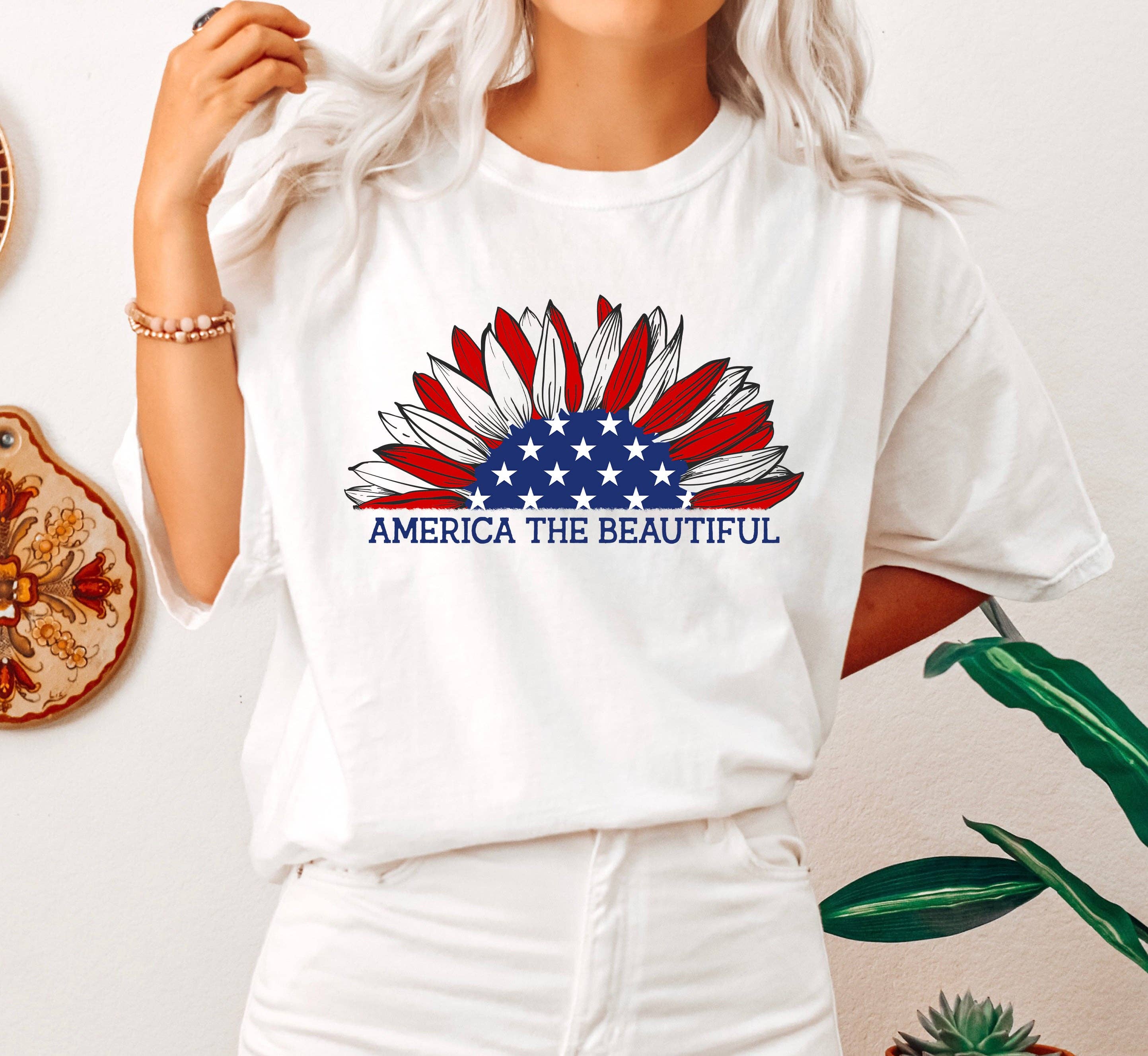 America the Beautiful Sunflower T-Shirt Hoodie, Sweatshirt | PodTeesHub.com