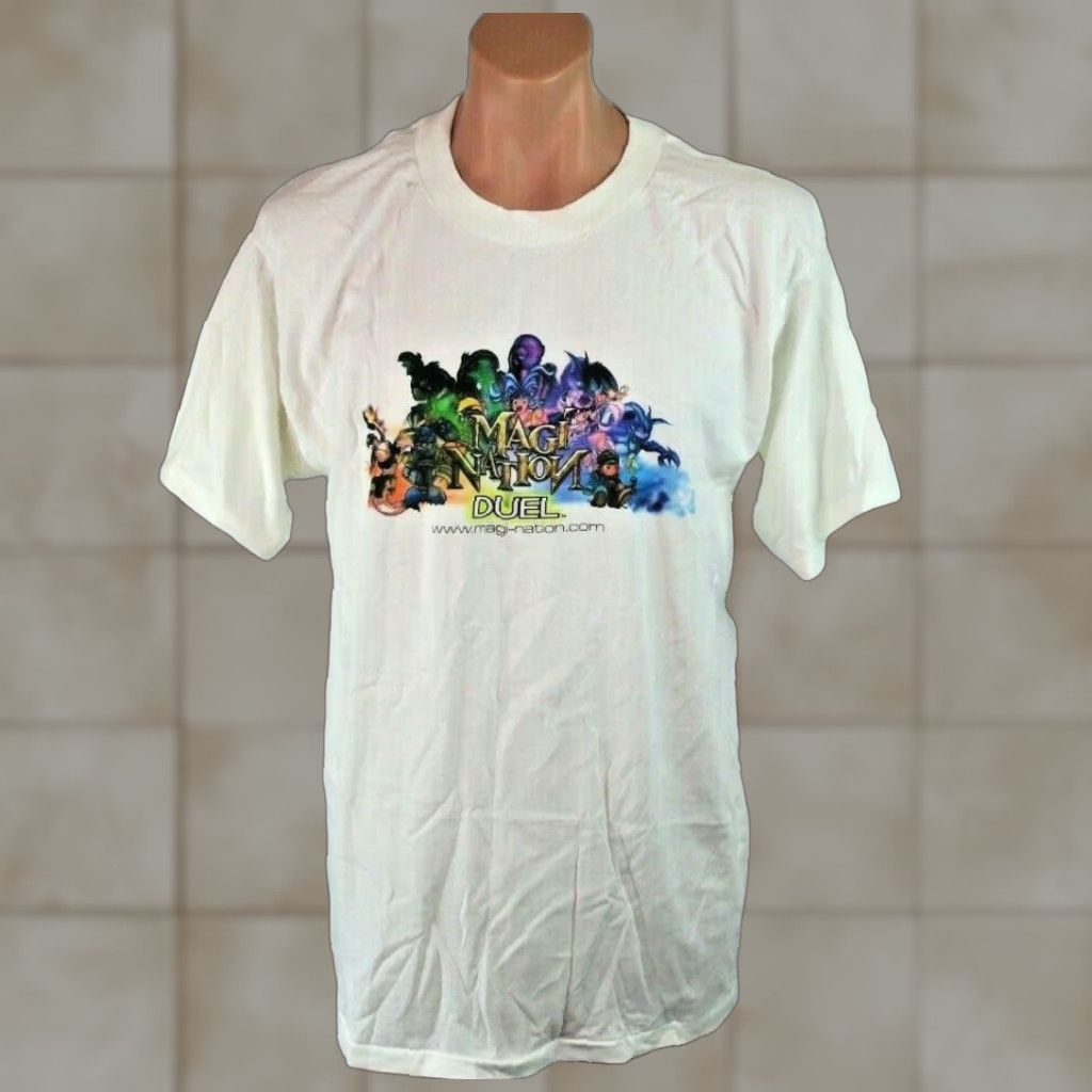 Vintage Vtg Magi Nation Duel Anime Video Game Rare Promo White T Shirt Sz L Nwot New Men Short Sleev Hoodie, Sweatshirt