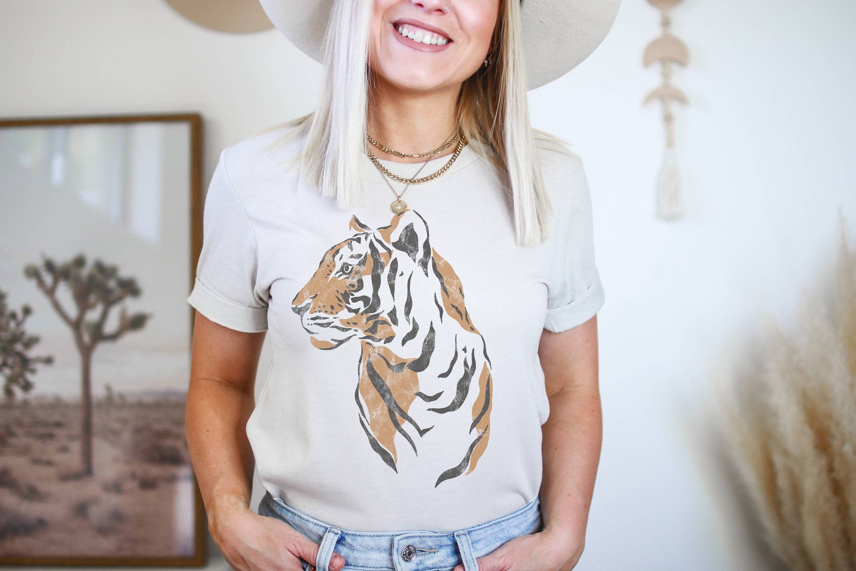 Tiger Tee | Retro Boho Tshirt Hoodie, Sweatshirt | PodTeesHub.com