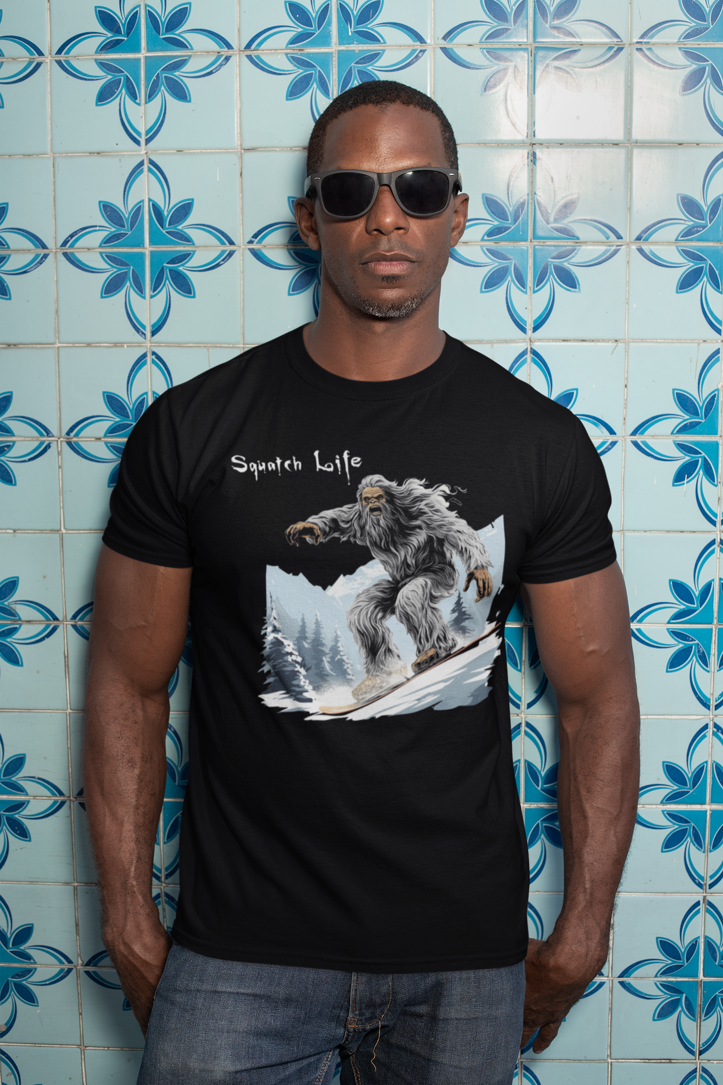 Squatch Life Snowboarding Yeti - Black T-Shirt Hoodie, Sweatshirt | PodTeesHub.com