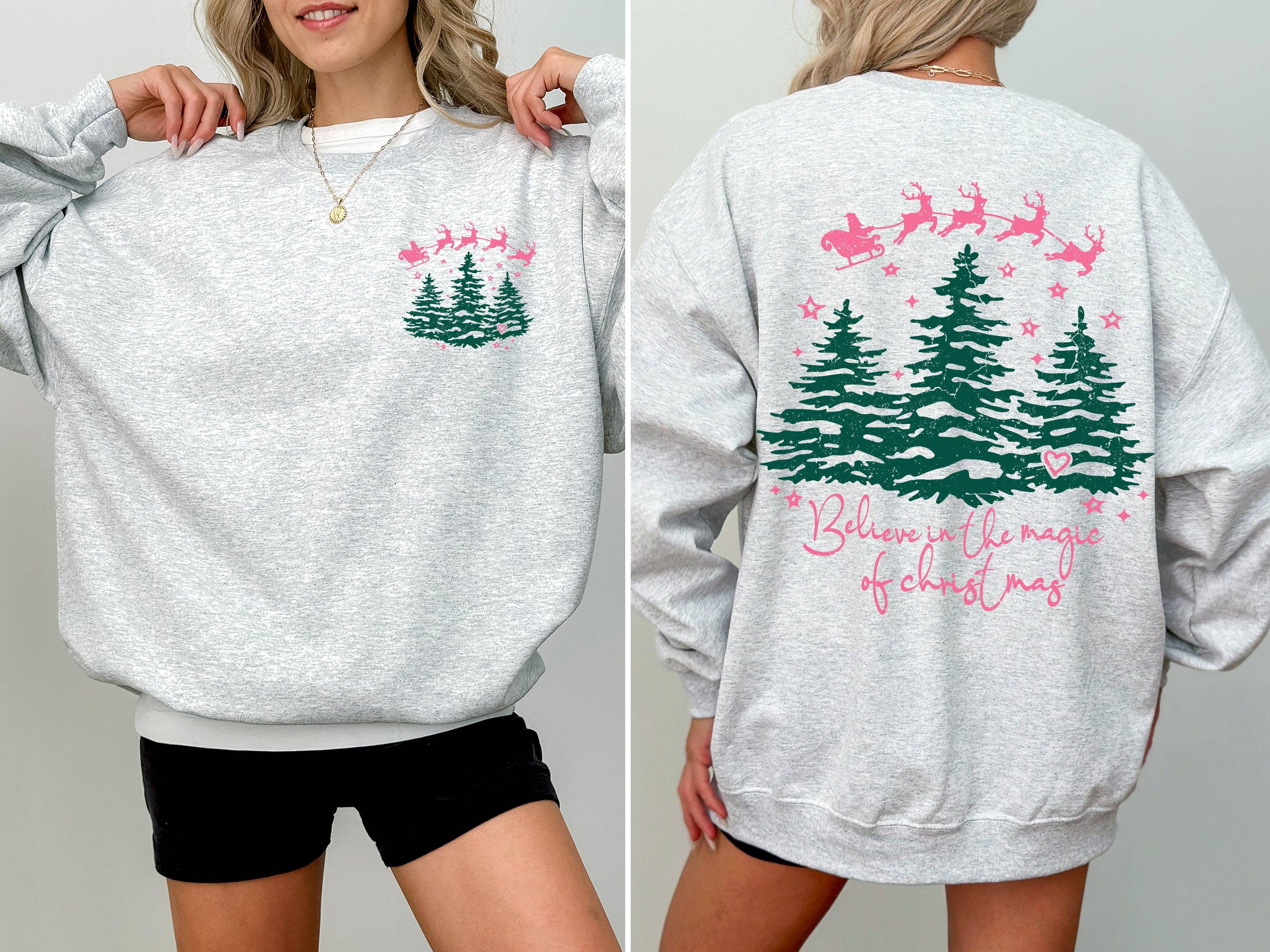 Believe in the Magic of Christmas Santa Tree Snow Sweatshirt T-Shirts, Hoodie | PodTeesHub.com