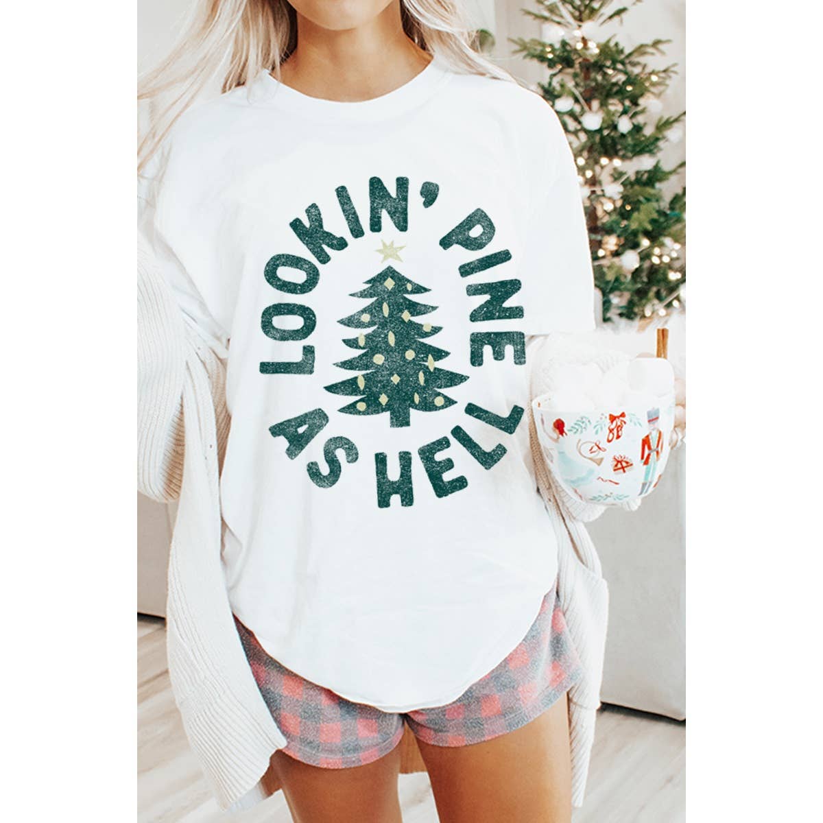Lookin Pine As Hell Vintage Graphic Oversized Tee Hoodie, Sweatshirt | PodTeesHub.com