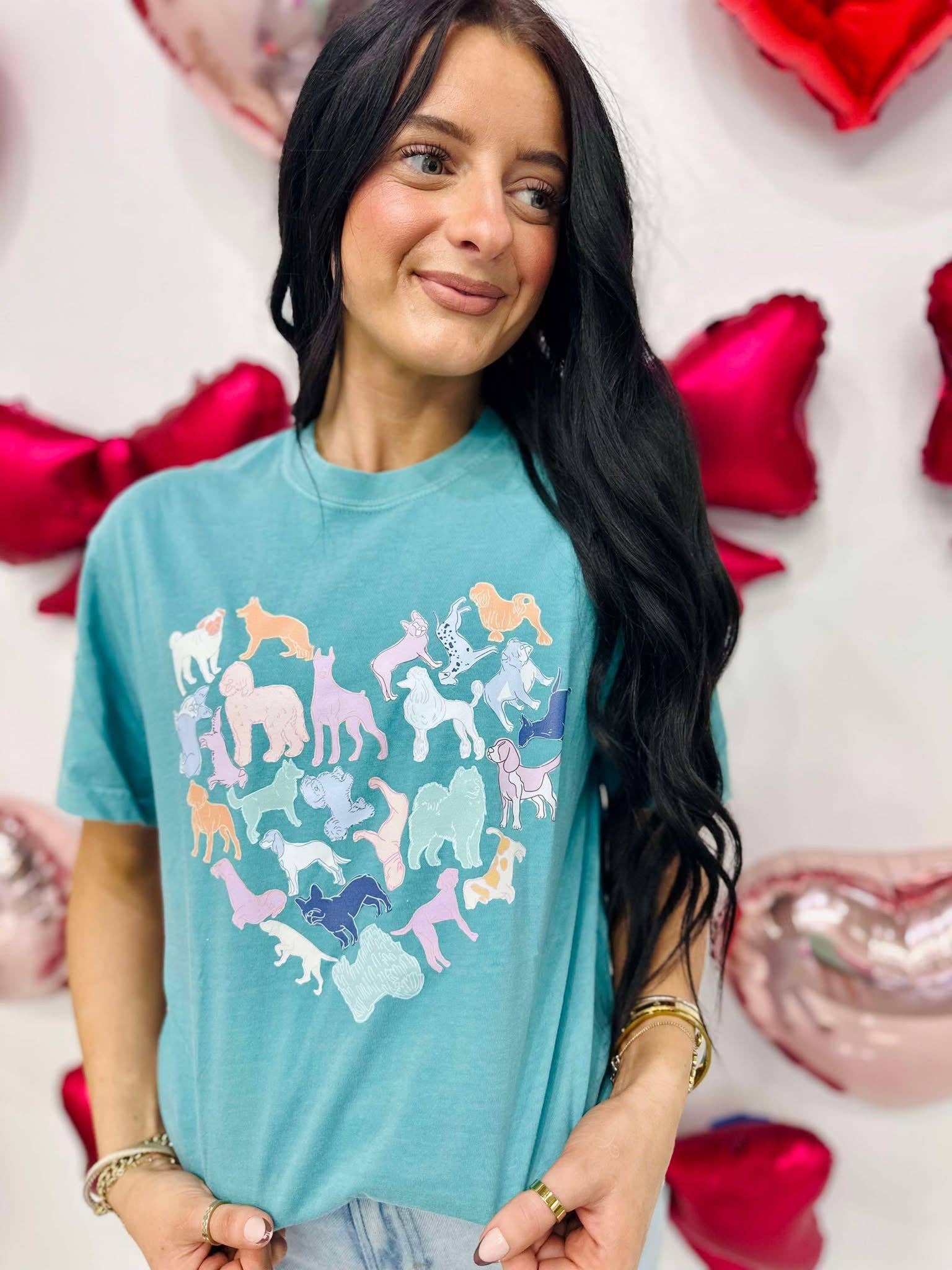 Pastel Dog Heart Collage Dtf Tee Hoodie, Sweatshirt | PodTeesHub.com