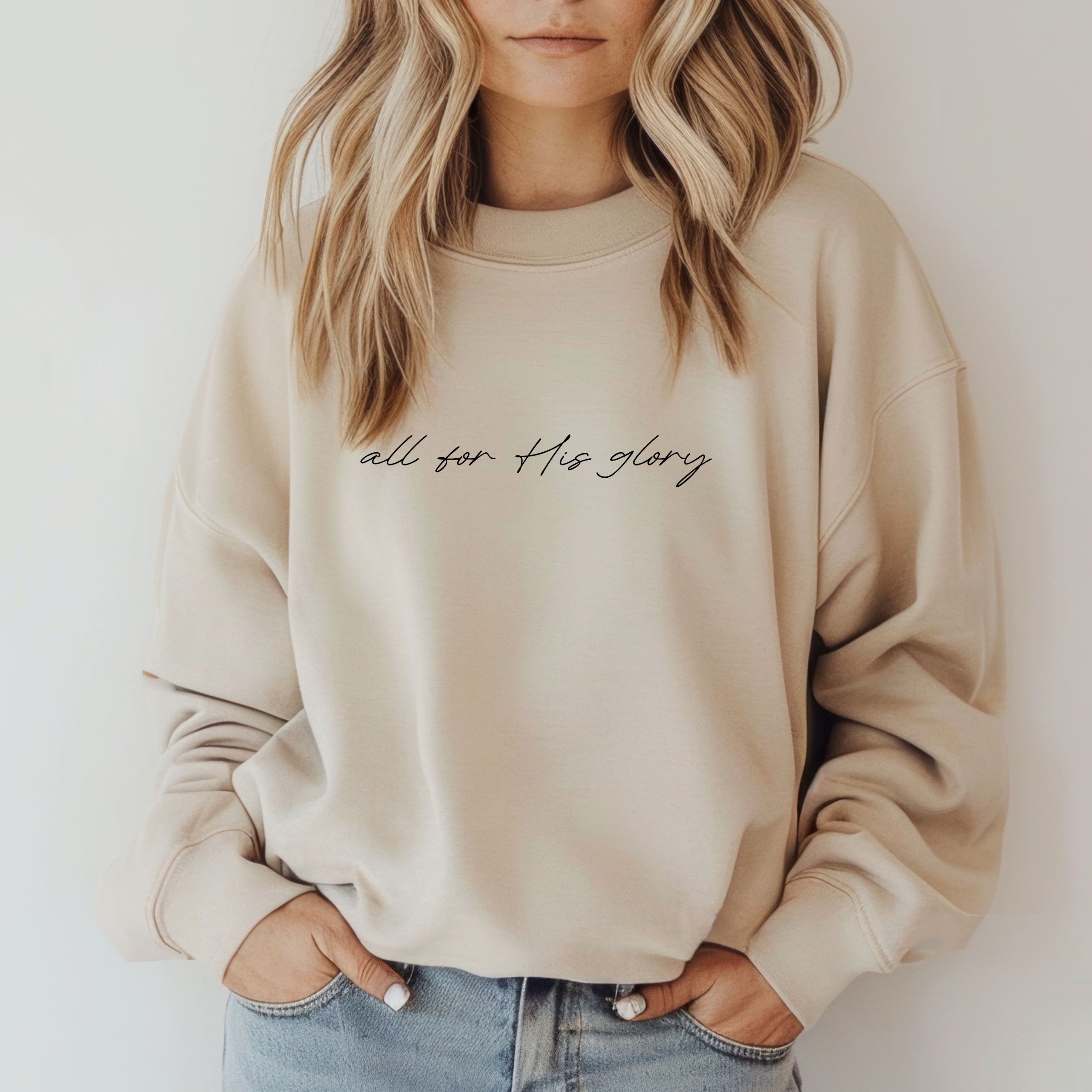 All For His Glory Sweatshirt - Graphic Christian Spring Tee Hoodie | PodTeesHub.com