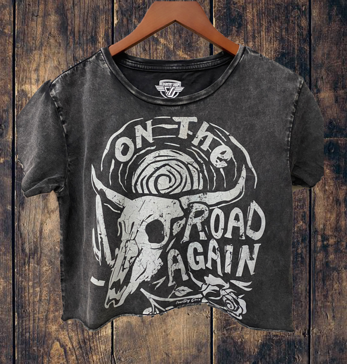 On the Road Again 1980's Regular Cropped Acid Wash T-Shirt Hoodie, Sweatshirt | PodTeesHub.com