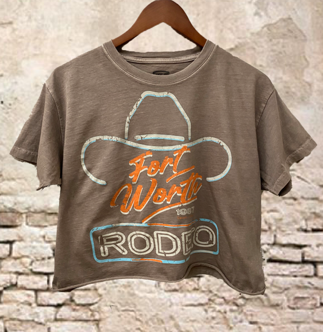 Fort Worth Rodeo 87 Vintage Relaxed Crop T-Shirt Hoodie, Sweatshirt | PodTeesHub.com