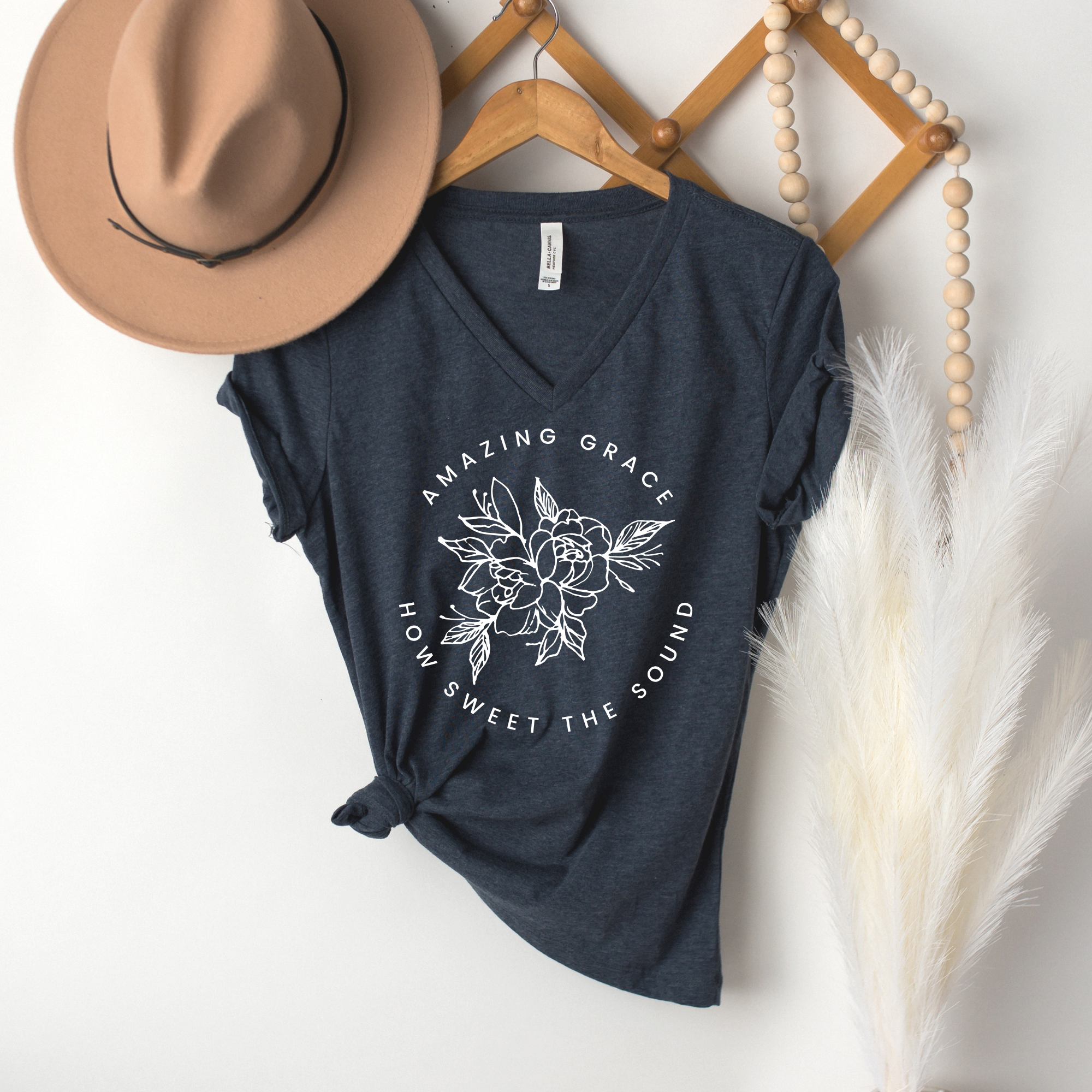Amazing Grace Floral Christian Faith Based Graphic Tee Shirt Hoodie, Sweatshirt | PodTeesHub.com
