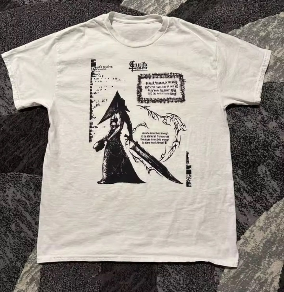 Japanese Brand Streetwear Silent Hill Pyramid Theme Print White T Shirt Hoodie, Sweatshirt | PodTeesHub.com