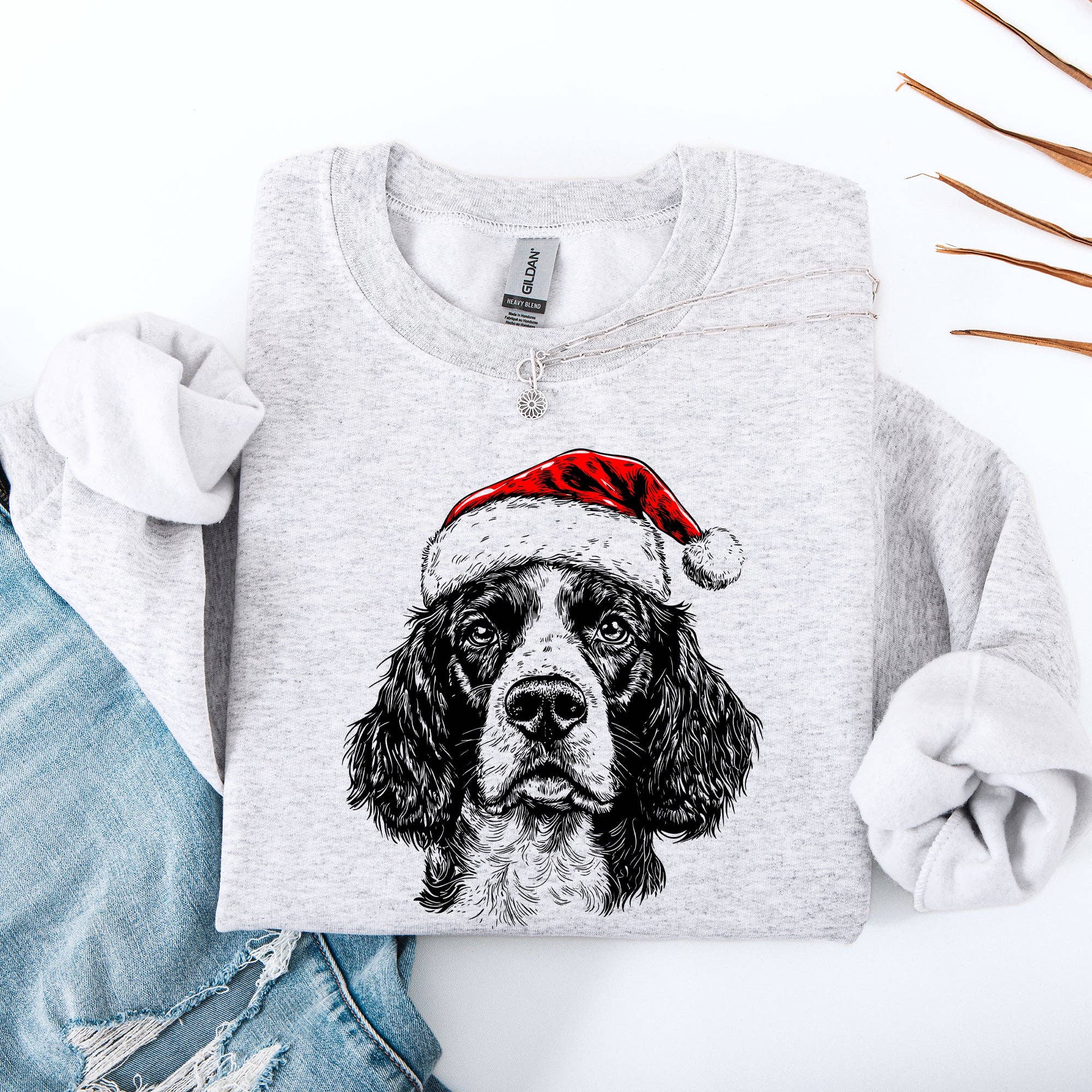Springer Spaniel, Santa, Dog, Christmas, Pet Sweatshirt T-Shirts, Hoodie | PodTeesHub.com