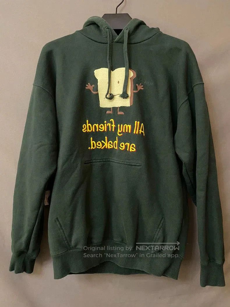 Vetements Green Graphic Hoodie With Bread Print T-Shirts, Sweatshirt | PodTeesHub.com