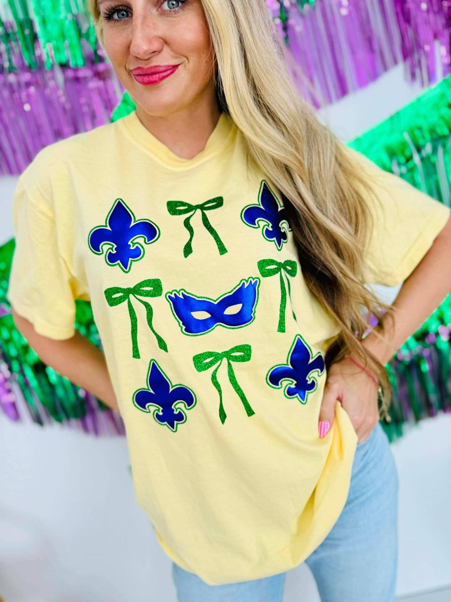Mardi Gras Stack Puff and Glitter Vinyl Tee Hoodie, Sweatshirt | PodTeesHub.com