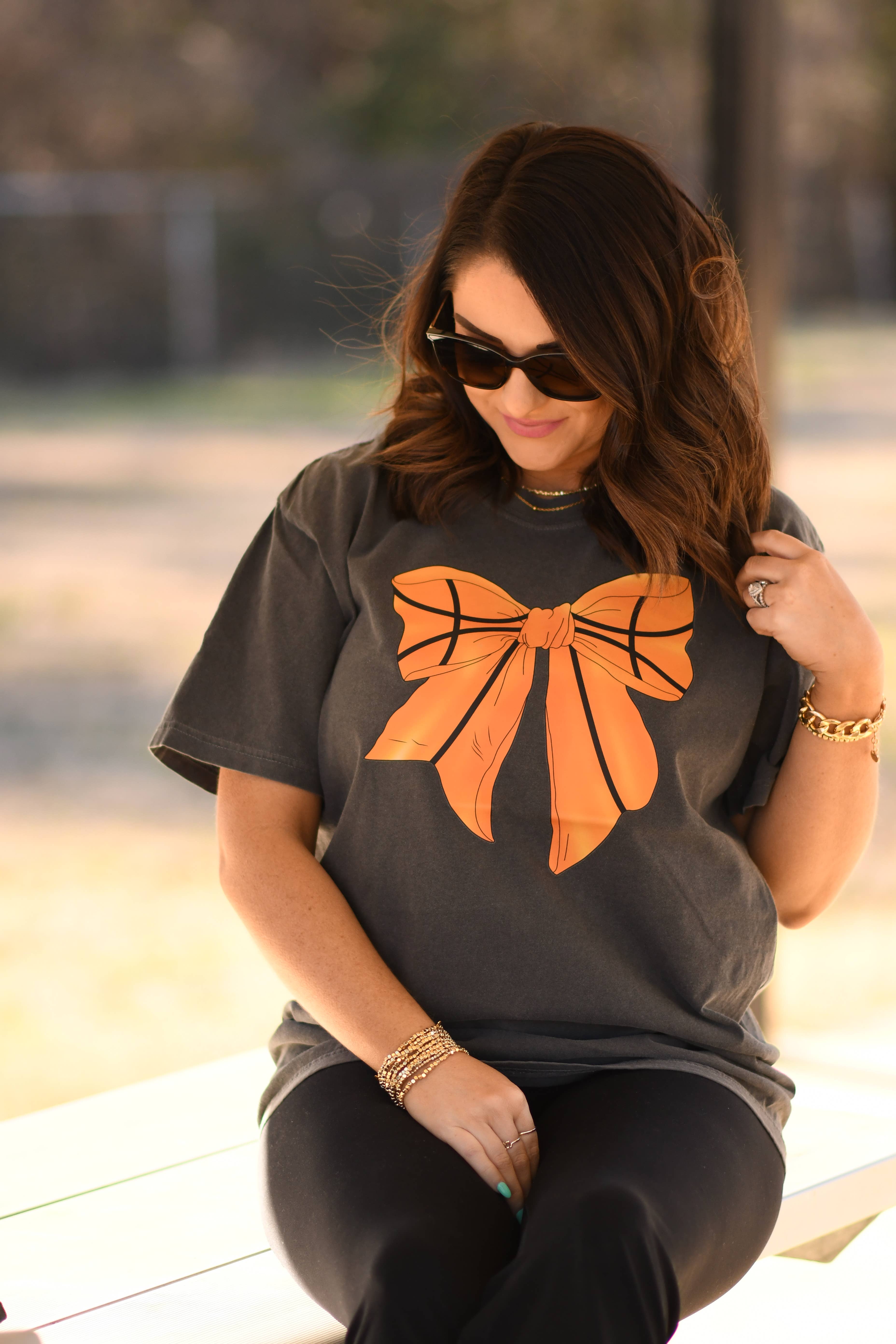 Basketball Bow Tee Hoodie, Sweatshirt | PodTeesHub.com