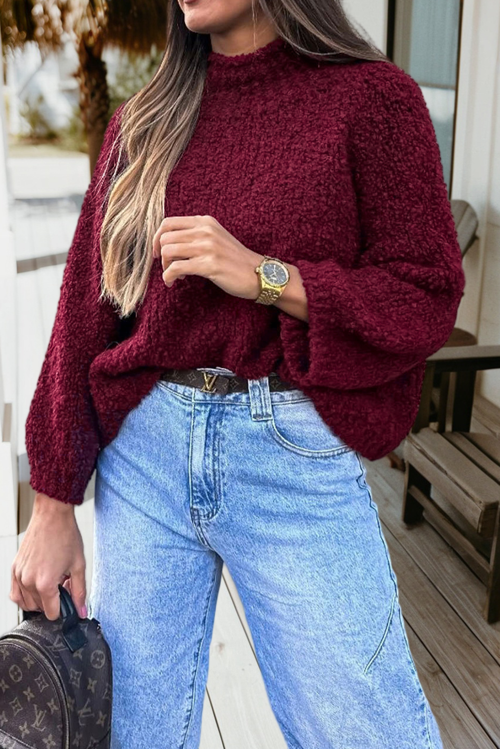 Popcorn Mock Neck Long Sleeve Solid Sweater (S-Xl) T-Shirts, Hoodie, Sweatshirt | PodTeesHub.com