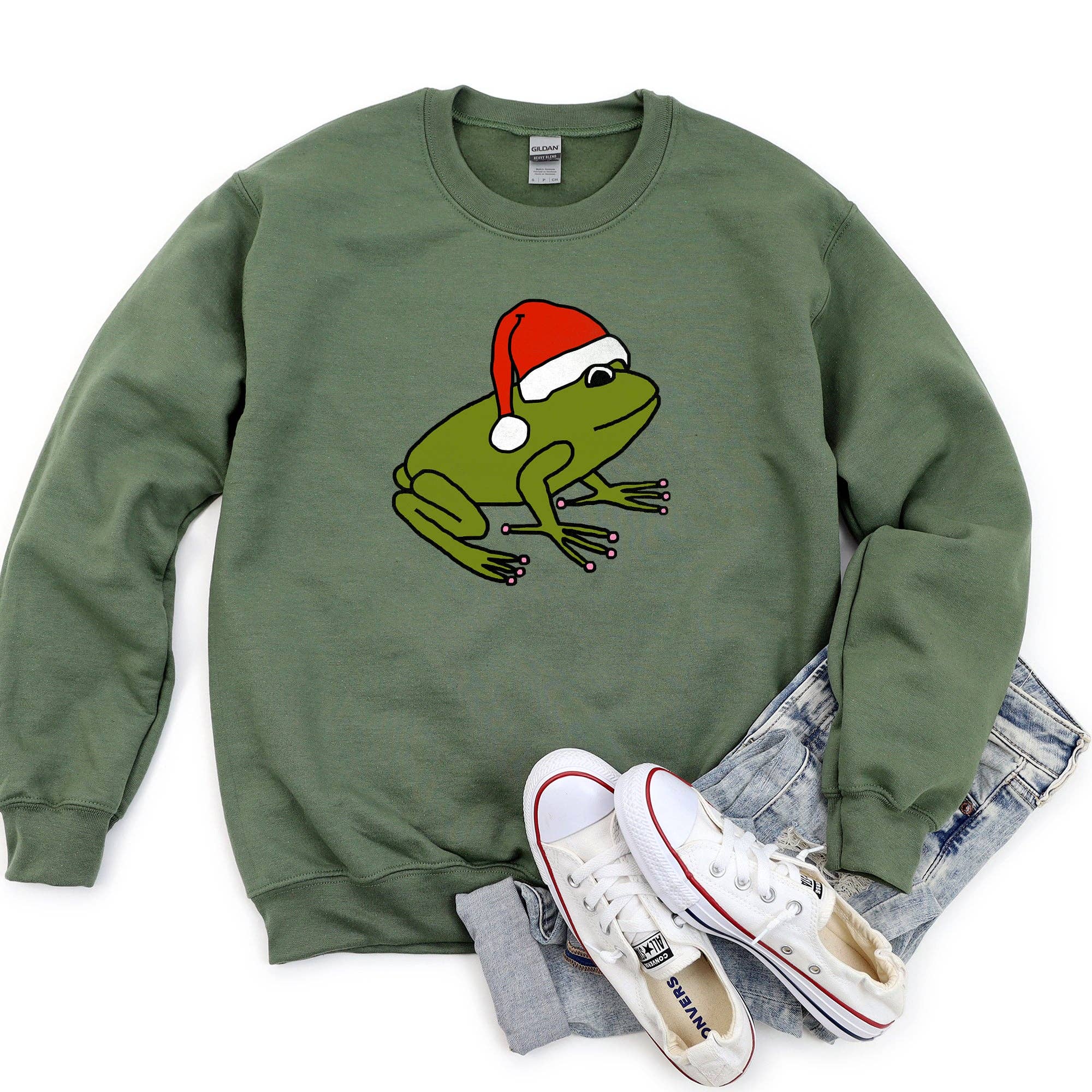 Santa Frog, Christmas, Retro Toad Sweatshirt T-Shirts, Hoodie | PodTeesHub.com