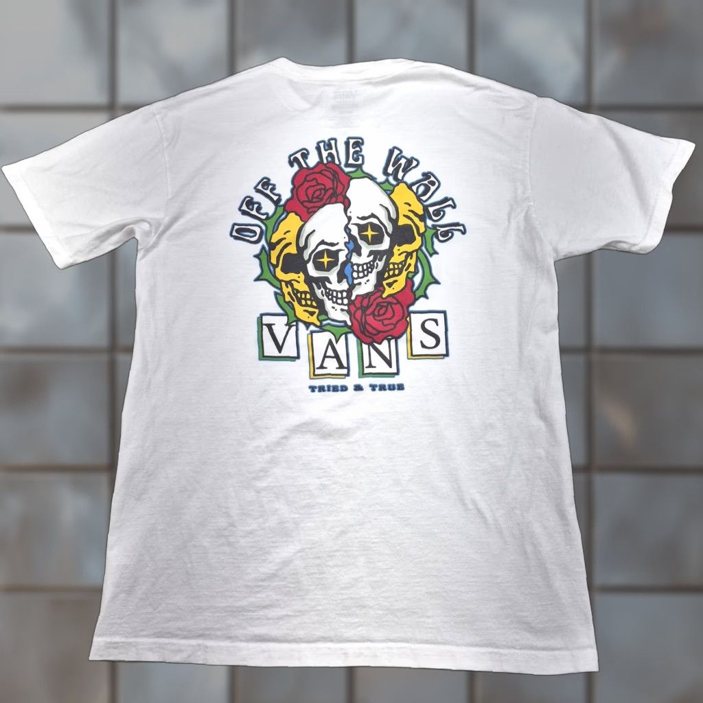 Vans Off The Wall Skull Rose Vans Mens White Medium Graphic Tee User White Medium Off The Wall Skull Hoodie, Sweatshirt