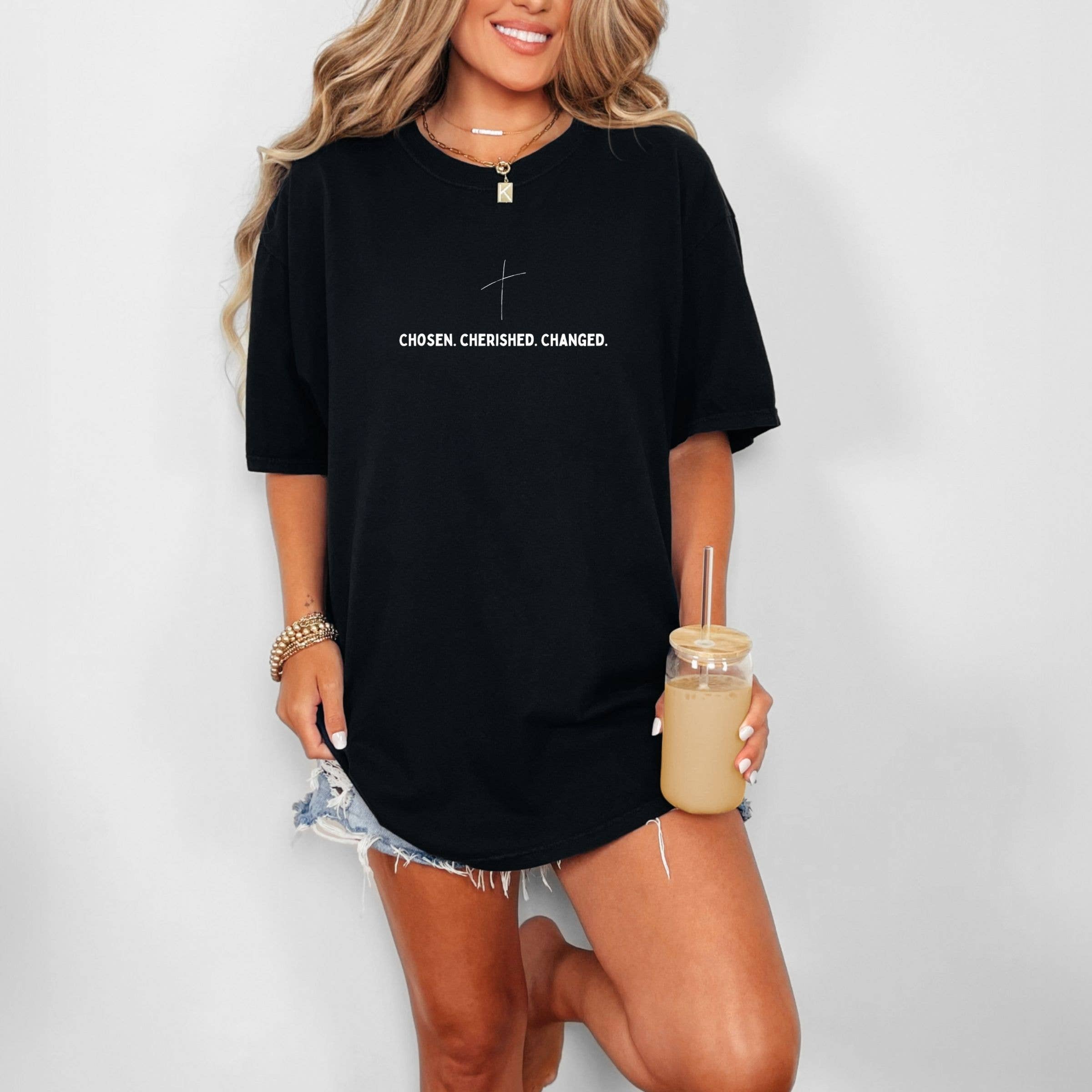 Chosen. Cherished. Changed. Christian Spring Graphic Tee Hoodie, Sweatshirt | PodTeesHub.com