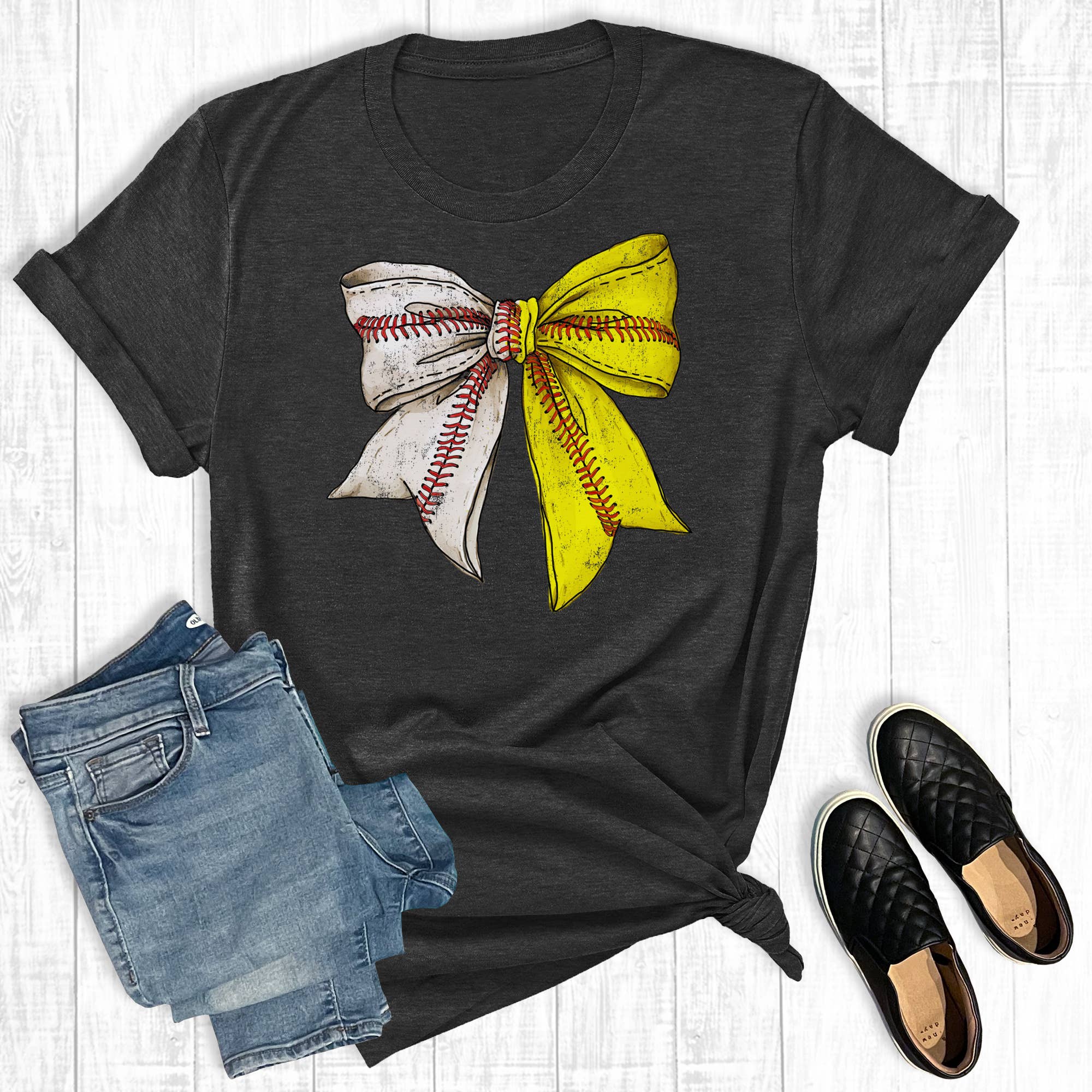 Game Day Baseball Softball Bow Graphic Tee Hoodie, Sweatshirt | PodTeesHub.com