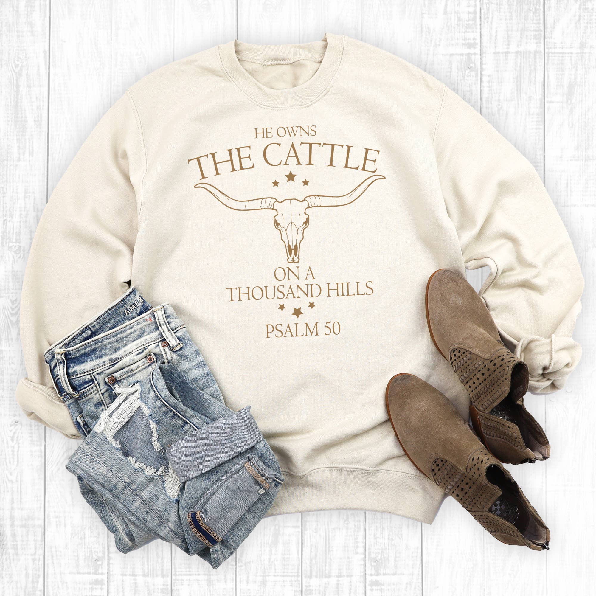 Western Faith He Owns the Cattle Sweatshirt T-Shirts, Hoodie | PodTeesHub.com