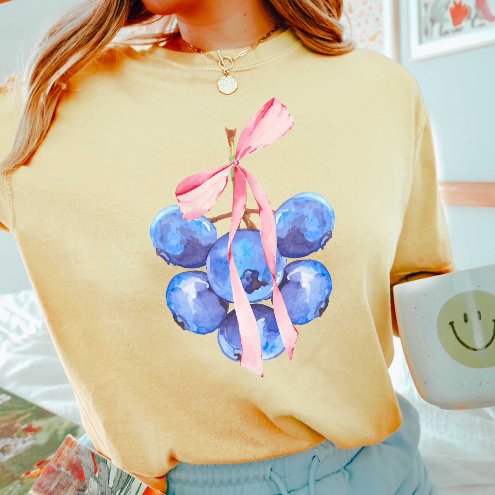 Coquette Blueberries Preppy Comfort Color Graphic Tee Hoodie, Sweatshirt | PodTeesHub.com