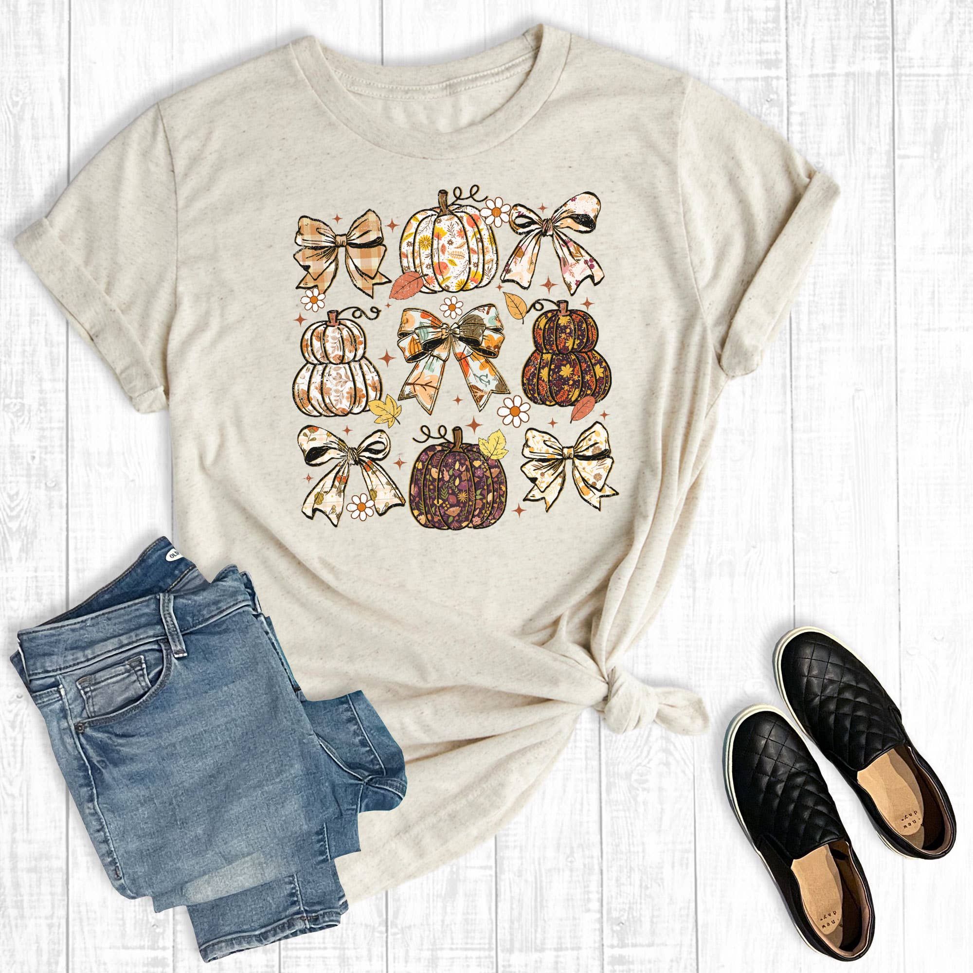 Floral Coquette Fall Pumpkins Graphic Tee Hoodie, Sweatshirt | PodTeesHub.com