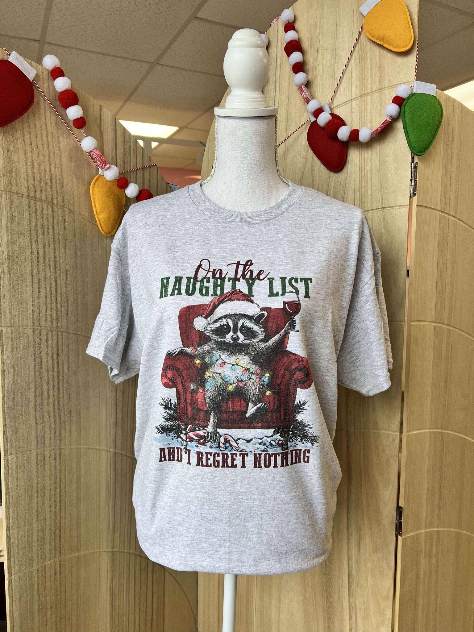 On the Naughty List and I Regret Nothing On Ash Gray Tee Hoodie, Sweatshirt | PodTeesHub.com