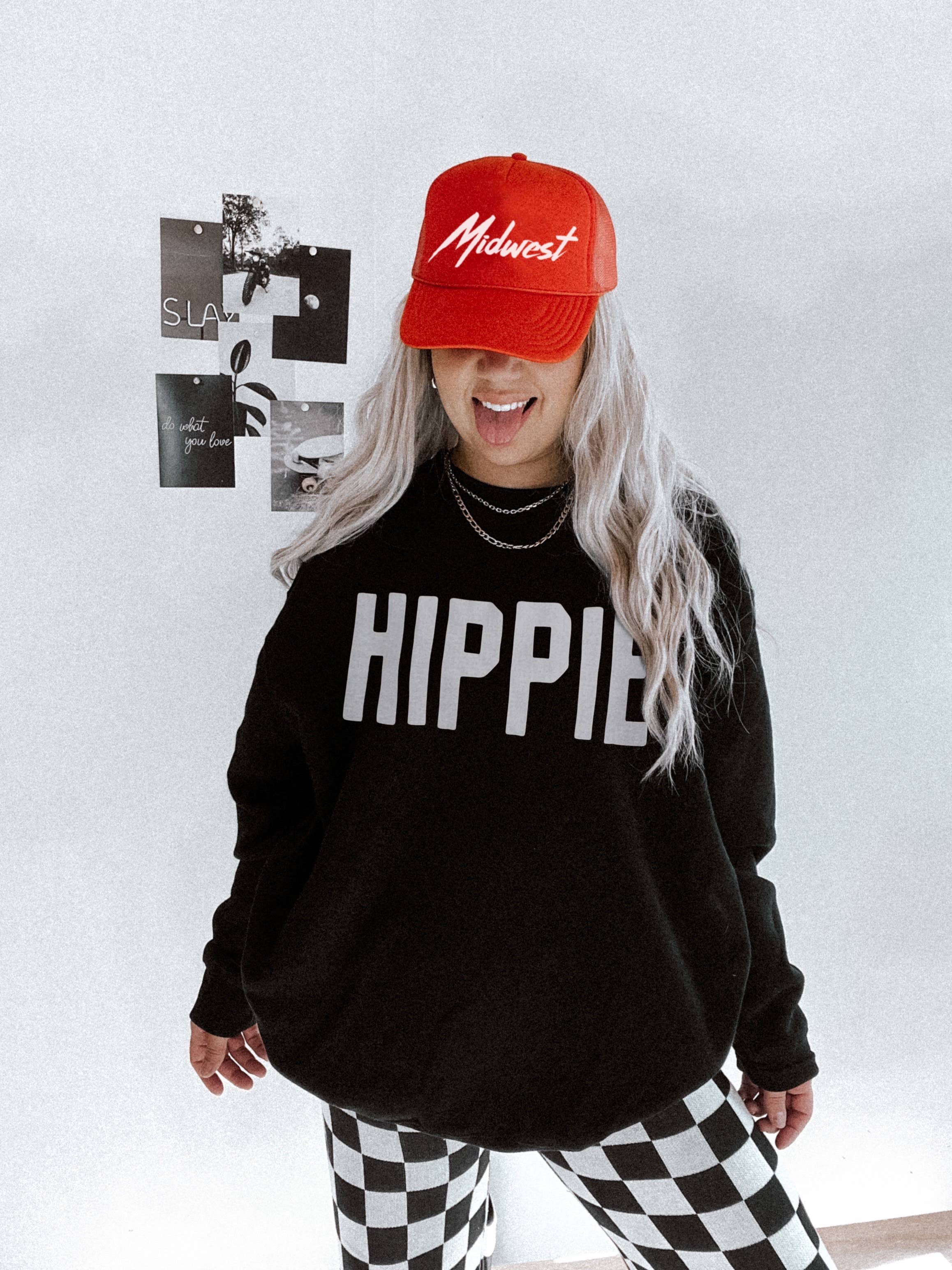Hippie Womens Trendy Graphic Sweatshirt - Black T-Shirts, Hoodie | PodTeesHub.com