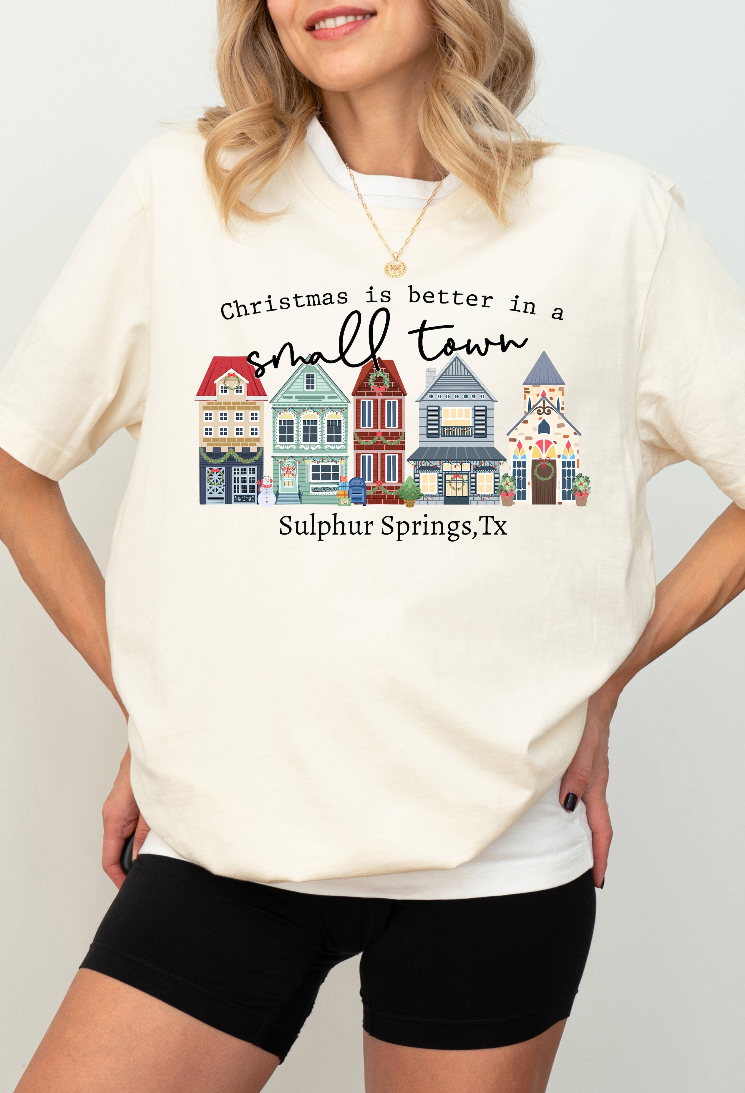 Custom Christmas in A Small Town Graphic Tee Hoodie, Sweatshirt | PodTeesHub.com