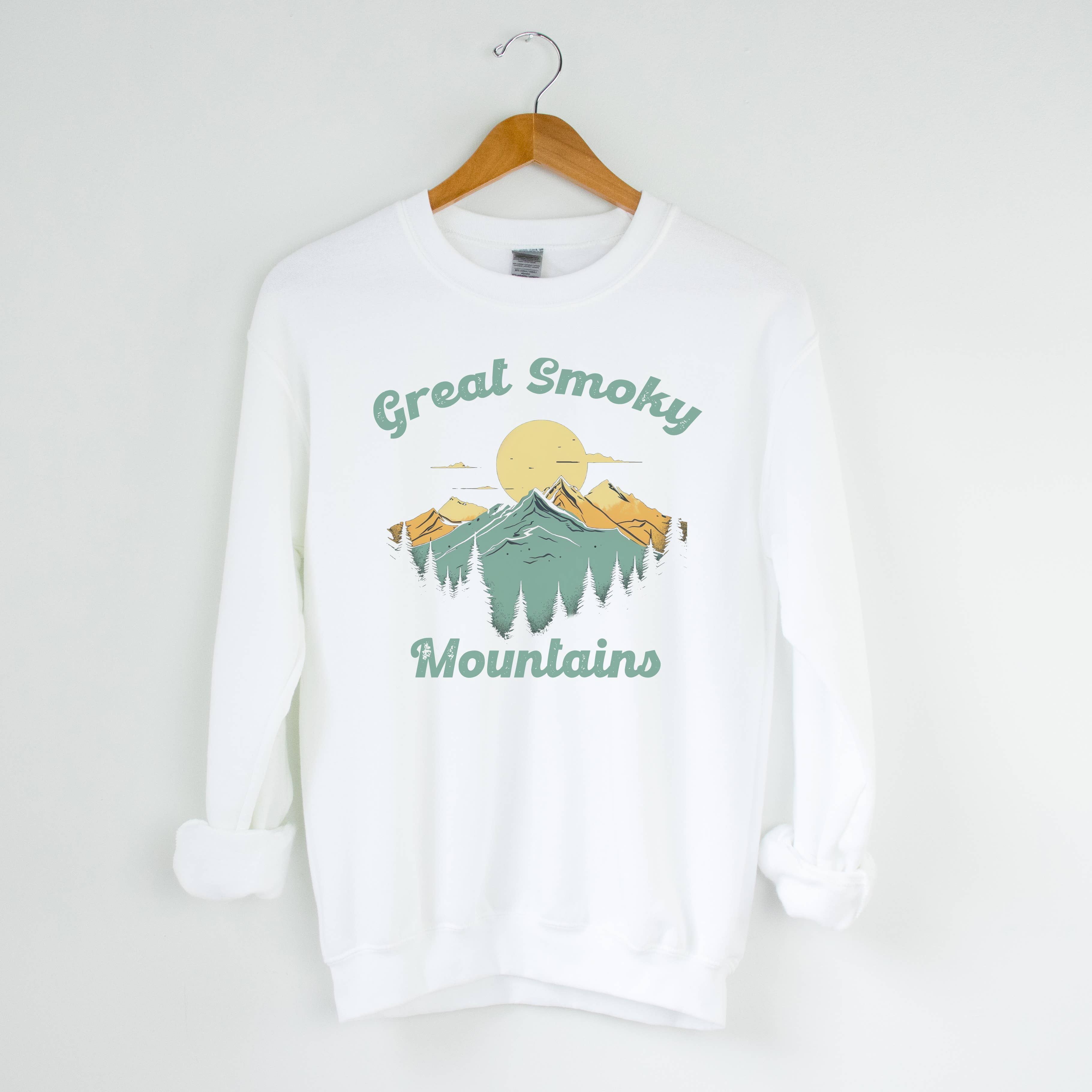 Great Smoky White Sweatshirt | National Park |Sizes S-2XL T-Shirts, Hoodie | PodTeesHub.com