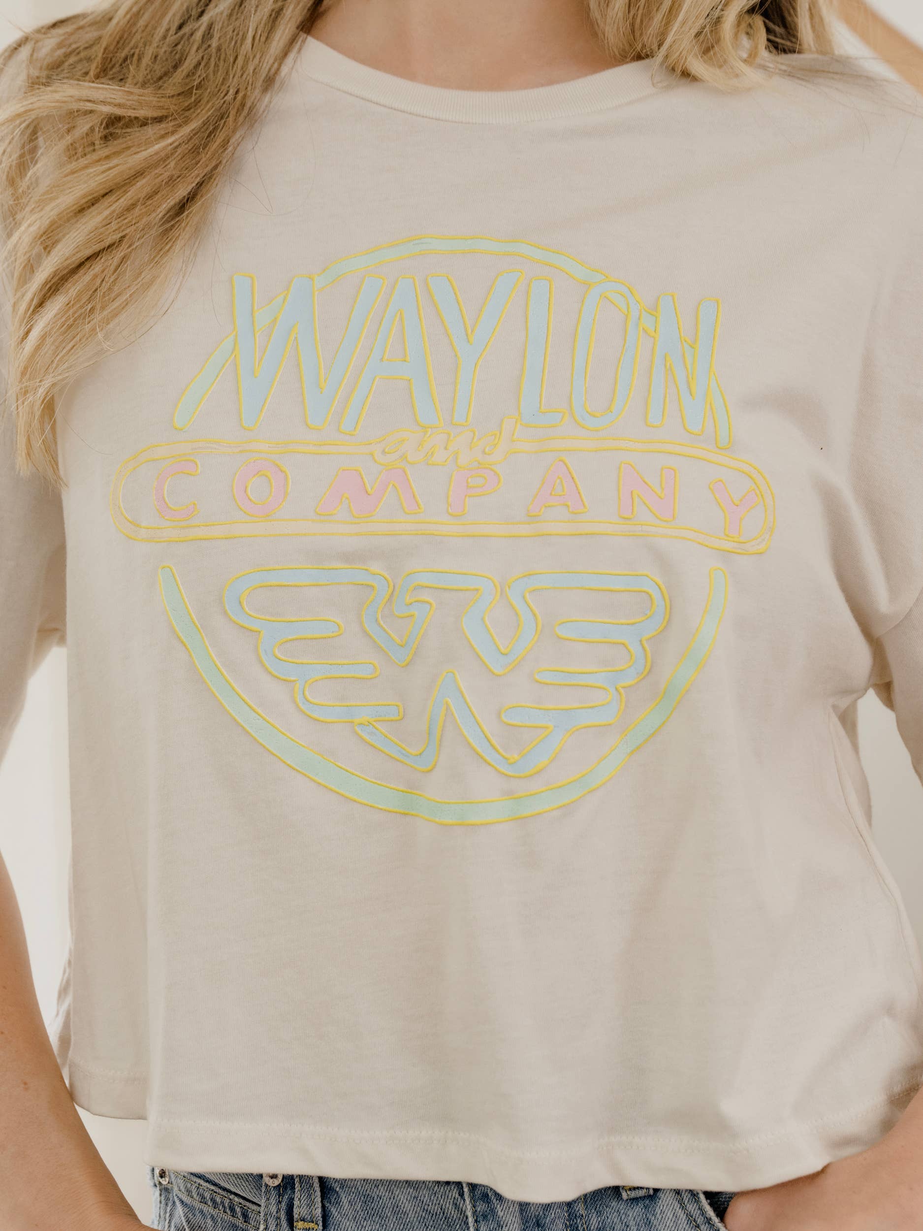 Waylon Jennings Logo Puff Ink Off White Cropped Tee Hoodie, Sweatshirt | PodTeesHub.com