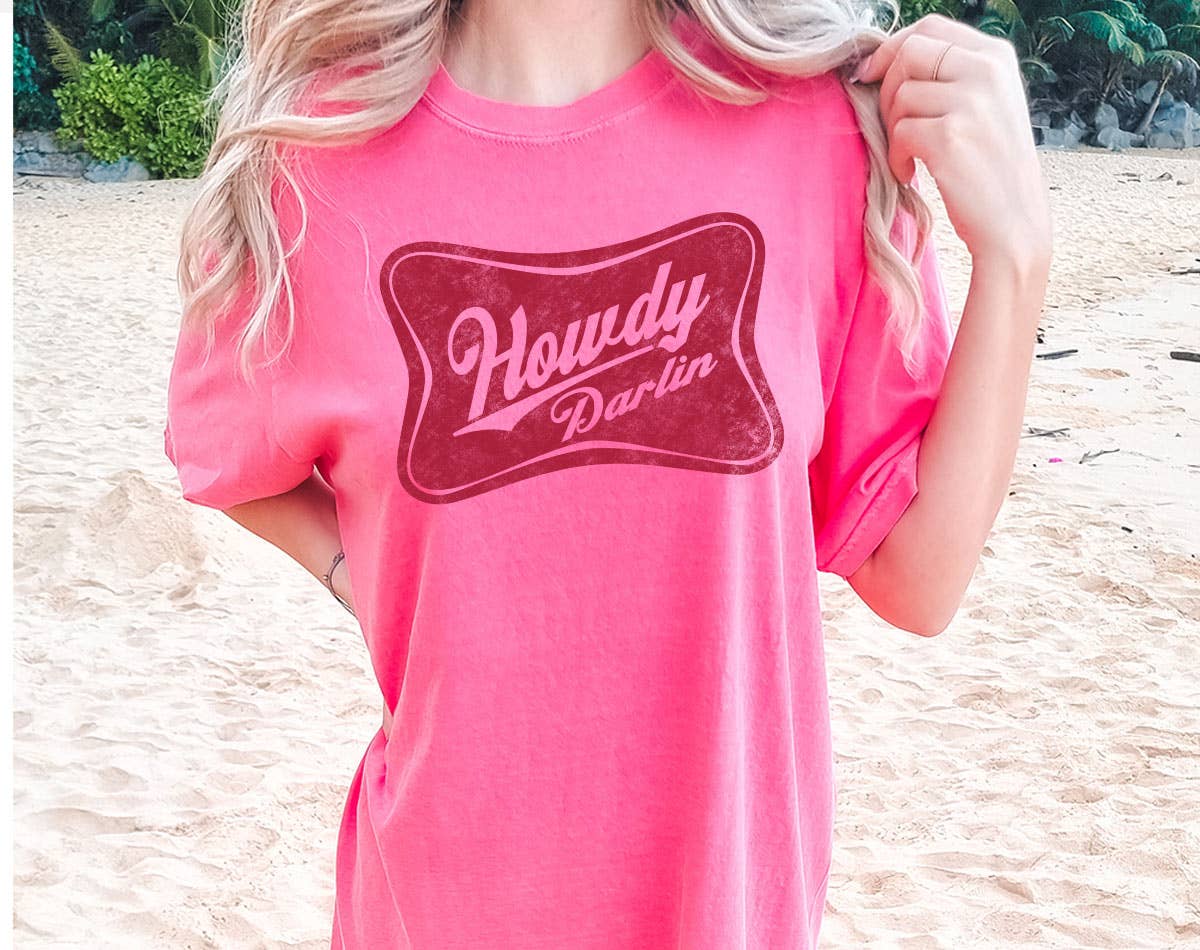 Howdy Darlin - Country Western Retro Beer Comfort Colors Tee Hoodie, Sweatshirt | PodTeesHub.com