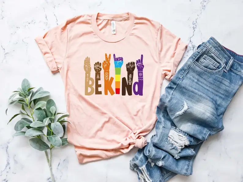 Be Kind Rainbow T-Shirt Hoodie, Sweatshirt | PodTeesHub.com