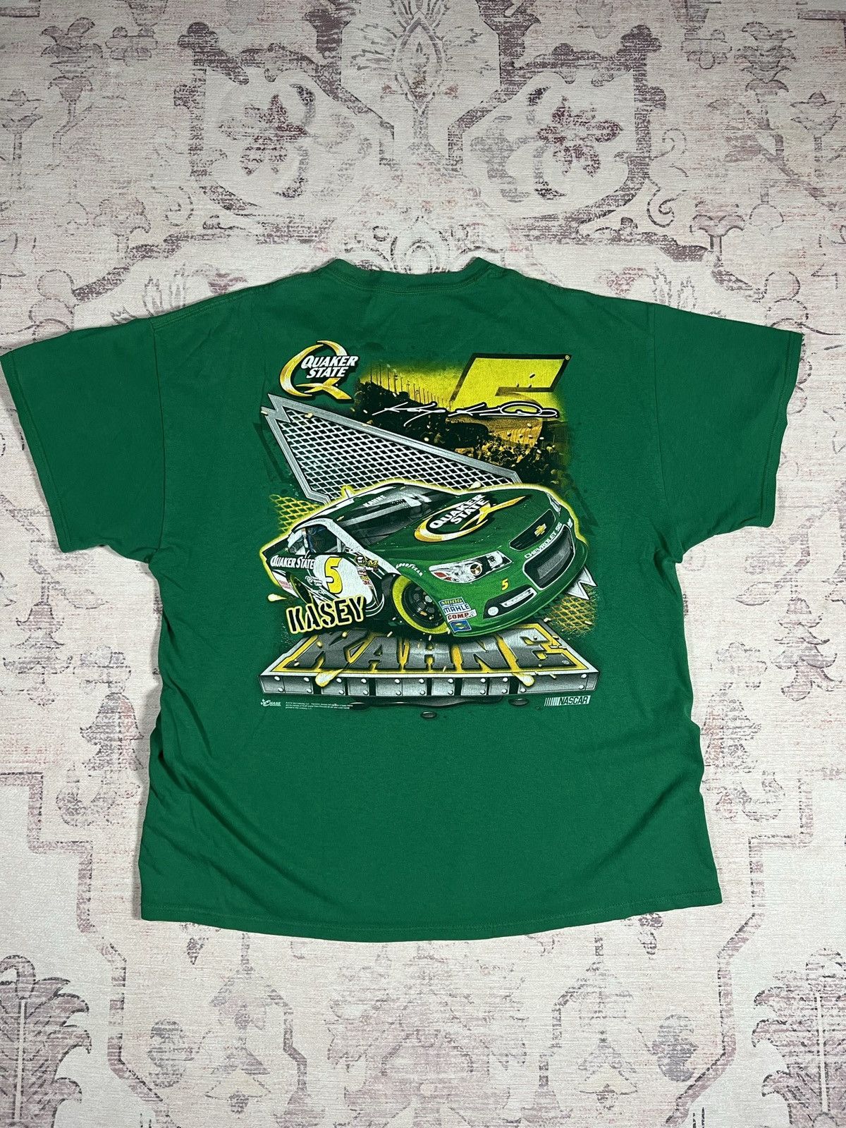 Vintage Y2k Aop Kasey Kahne Quaker State Nascar Racing Tee Hoodie, Sweatshirt | PodTeesHub.com