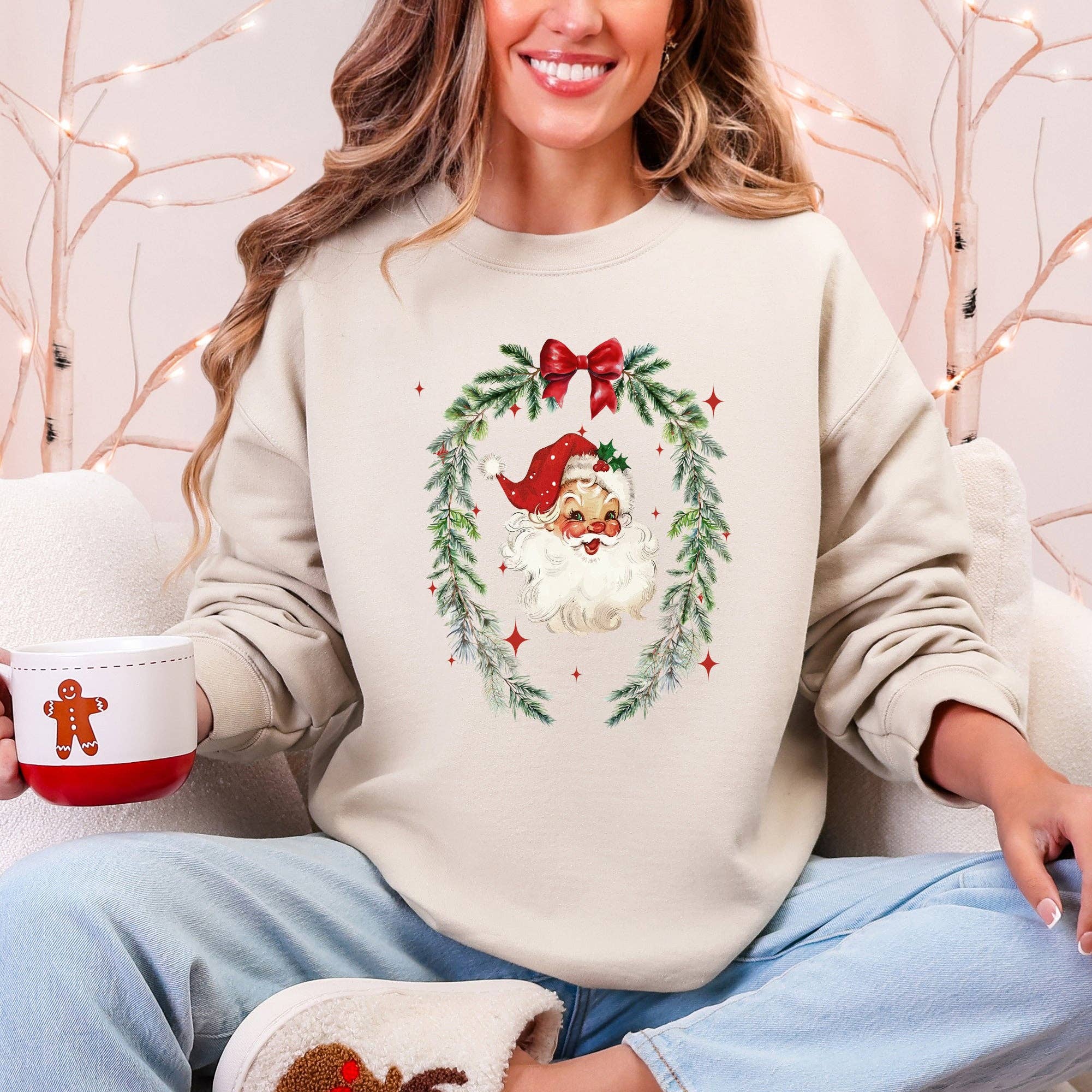 Retro Santa, Christmas, Vintage, Cute Sweatshirt T-Shirts, Hoodie | PodTeesHub.com
