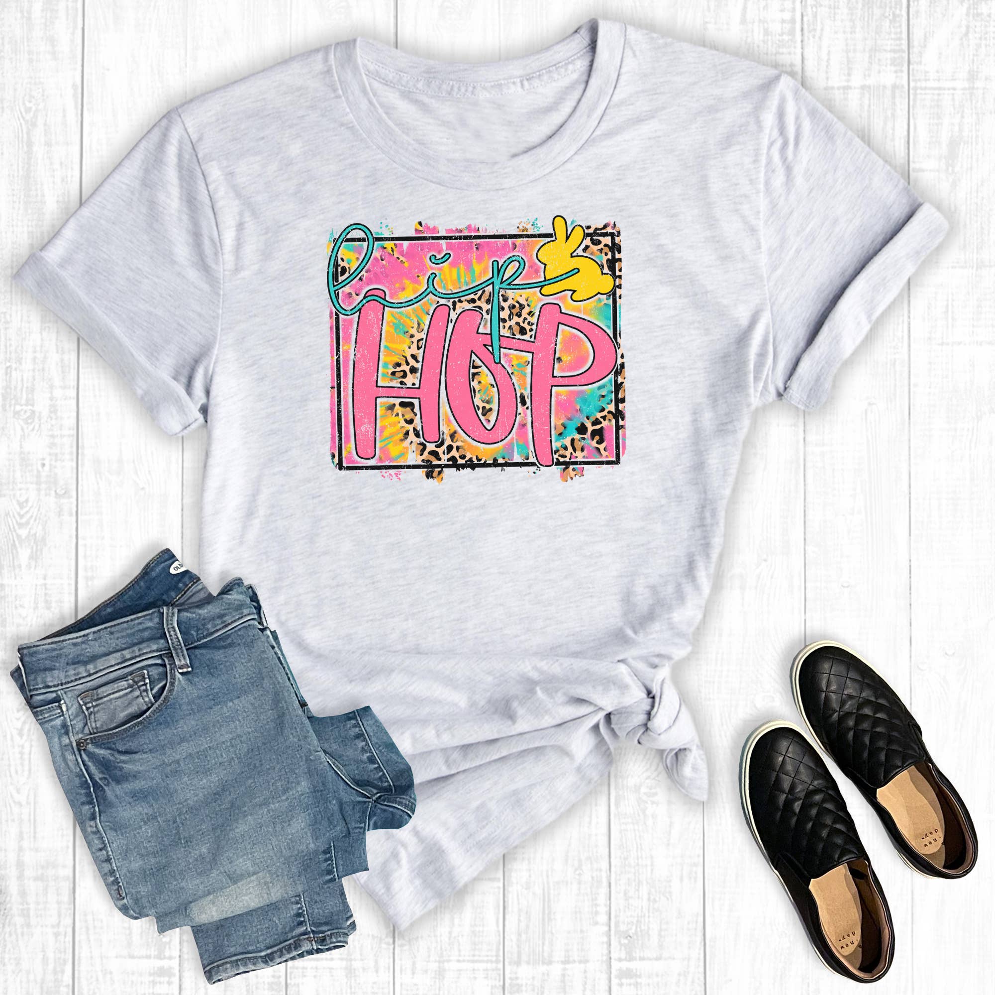 Hip Hop Tie Dye Leopard Easter Bunny Graphic Tee Hoodie, Sweatshirt | PodTeesHub.com