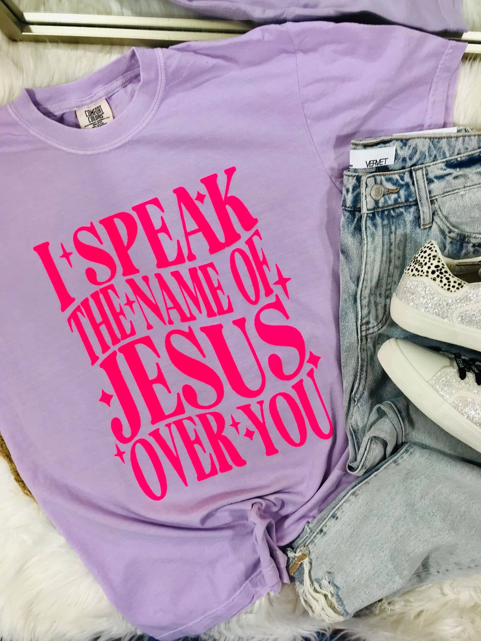 I Speak the Name of Jesus Over You Wavy Puff Tee Hoodie, Sweatshirt | PodTeesHub.com