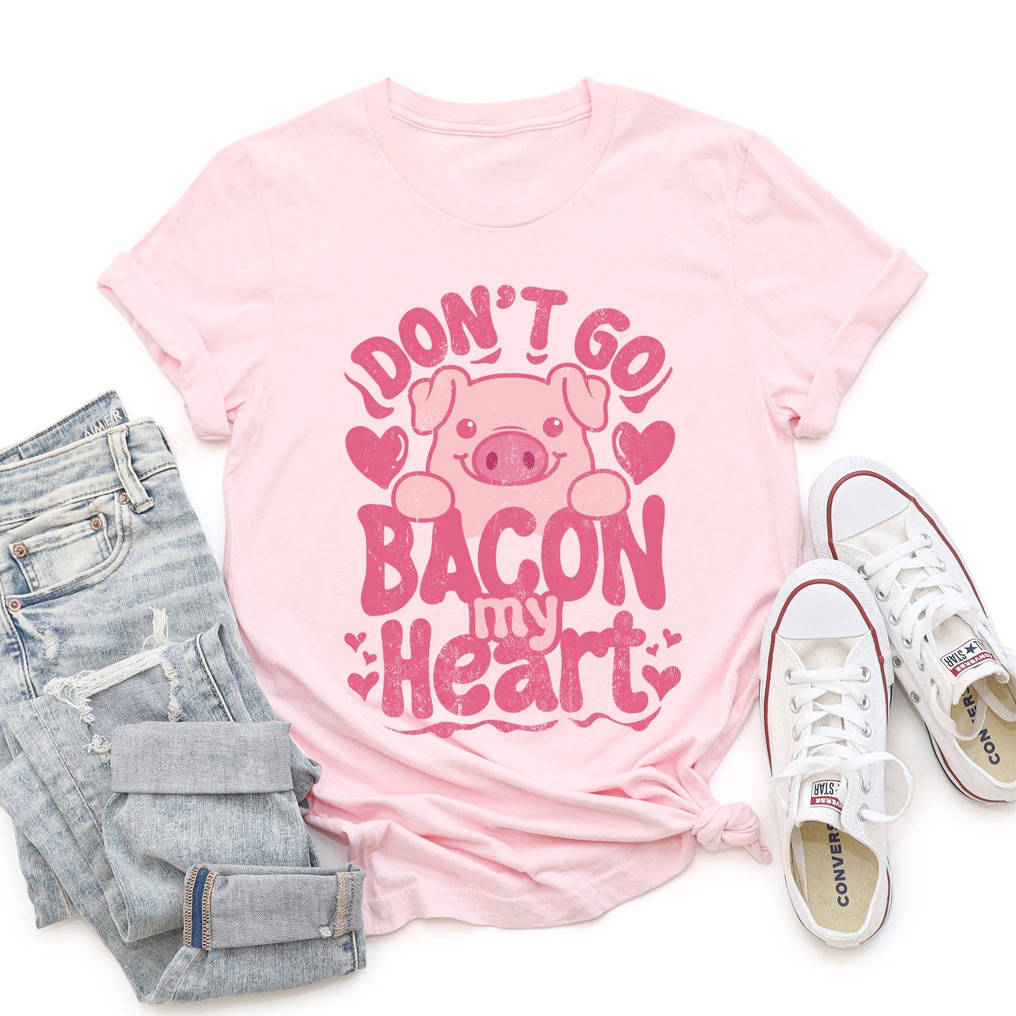 Don't Go Bacon My Heart, Pig, Funny, Super Soft Tshirt, Valentine's Day Hoodie, Sweatshirt | PodTeesHub.com