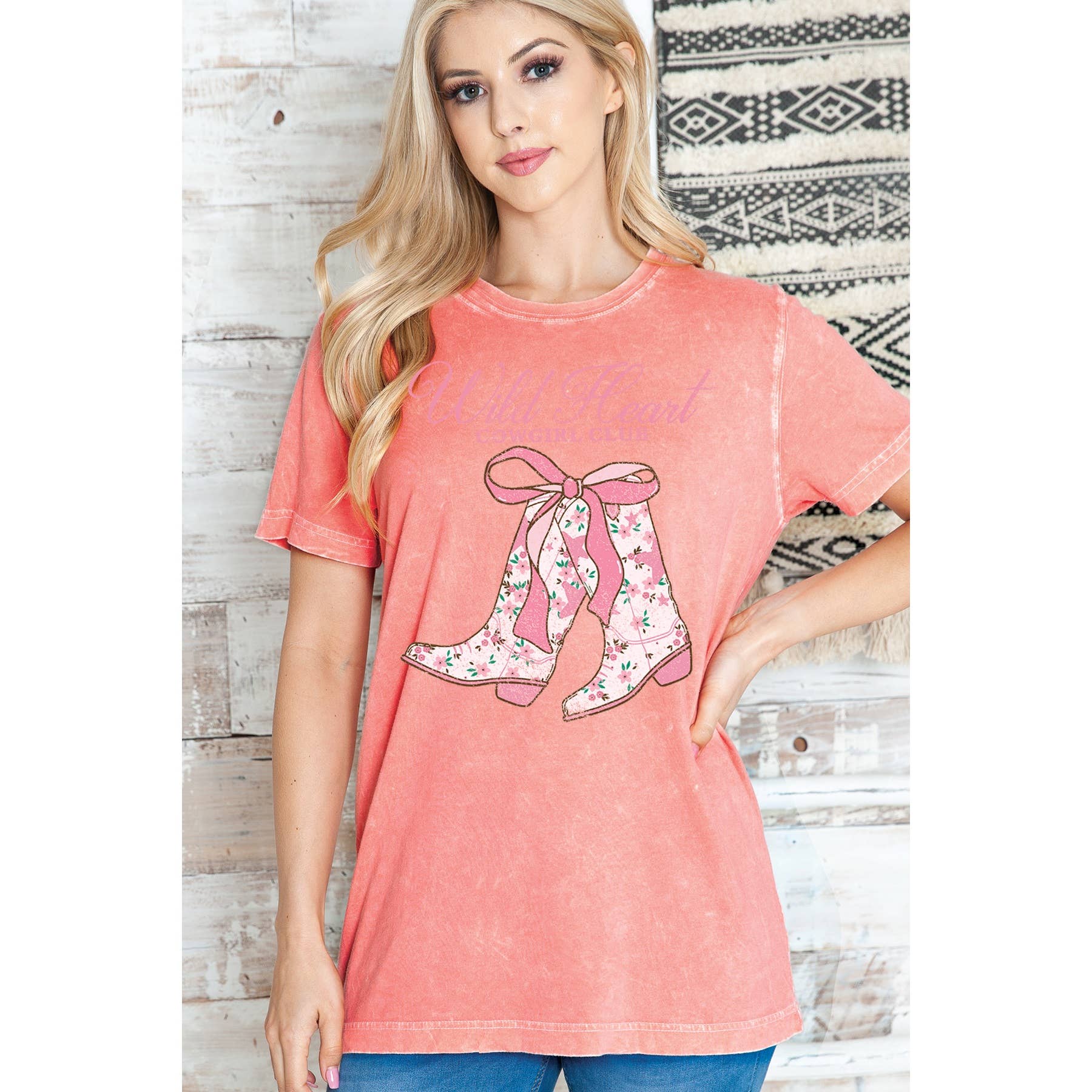Wild Heart Cowgirl Club Short Sleeve Mineral Wash T Shirt Hoodie, Sweatshirt | PodTeesHub.com