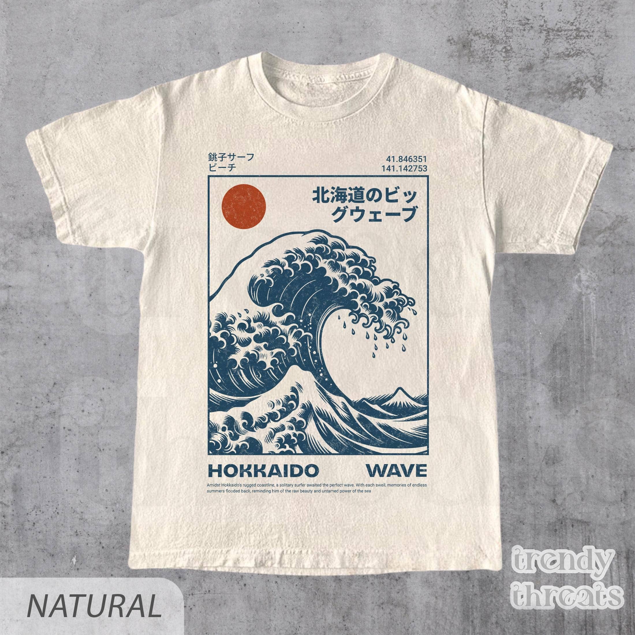 Vintage Japanese Wave Surf T-Shirt Hoodie, Sweatshirt | PodTeesHub.com