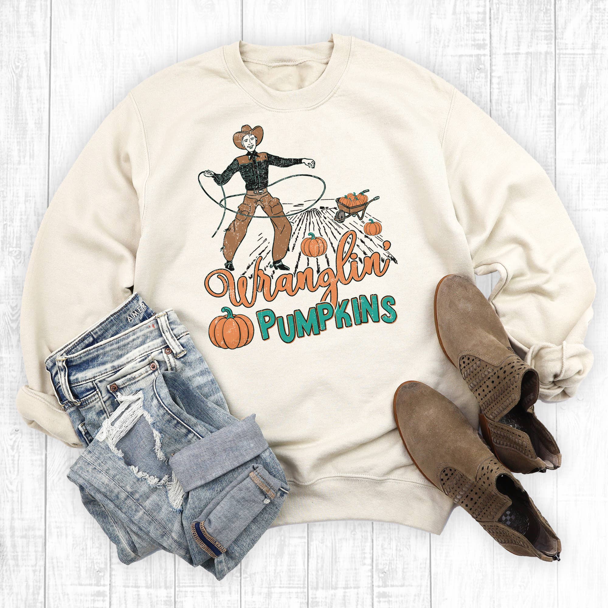 Western Fall Wranglin' Pumpkins Sweatshirt T-Shirts, Hoodie | PodTeesHub.com