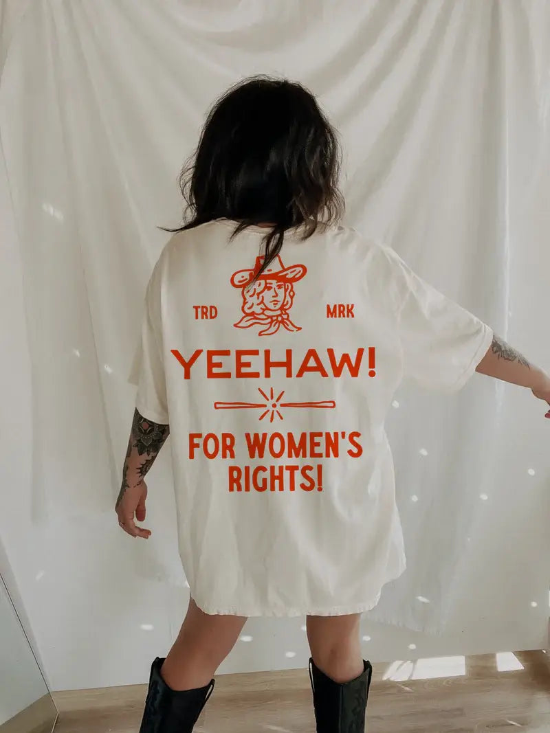 Yeehaw For Womens Rights Feminist Graphic Tee - Ivory Hoodie, Sweatshirt | PodTeesHub.com