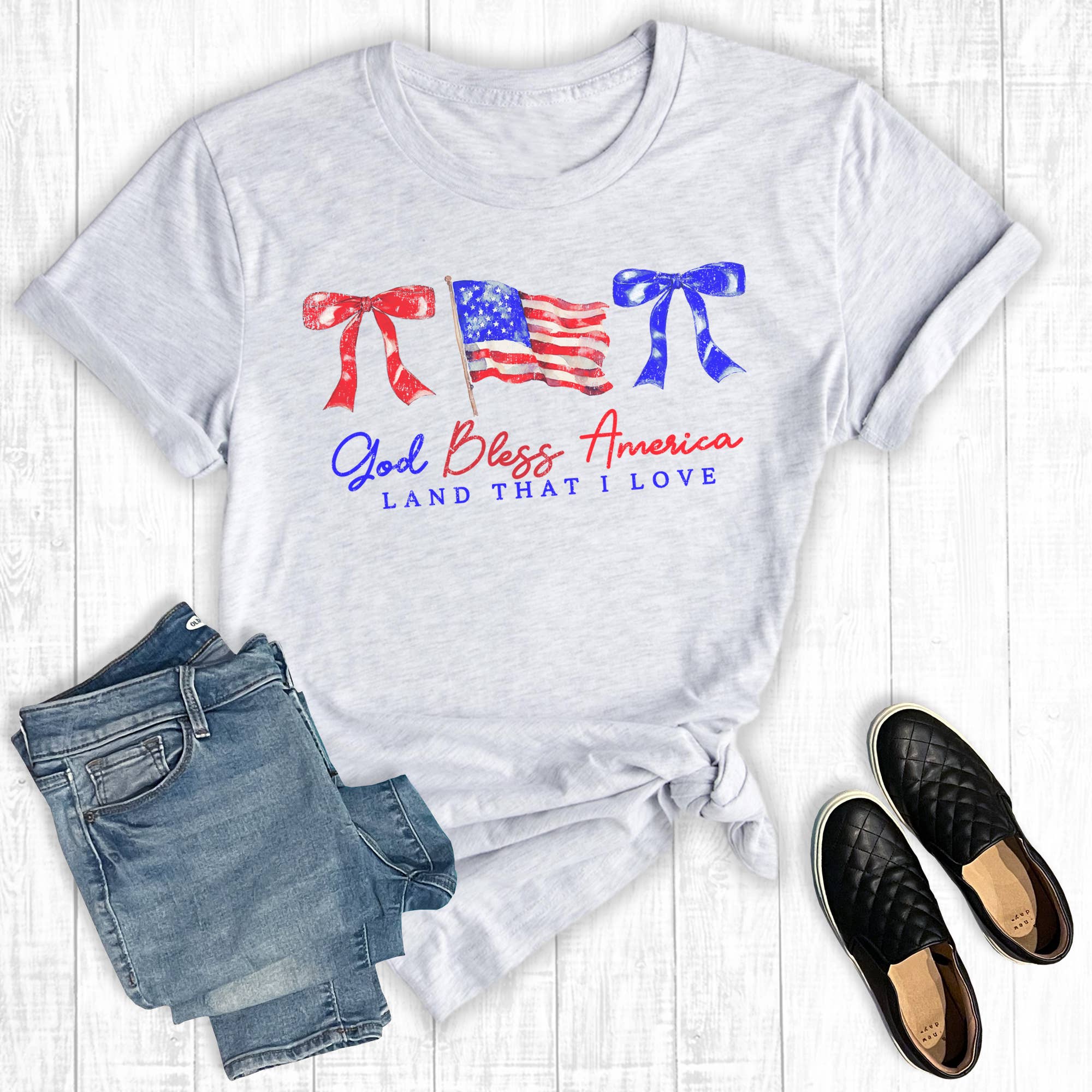 Retro Coquette 4th of July God Bless the Land Graphic Tee Hoodie, Sweatshirt | PodTeesHub.com