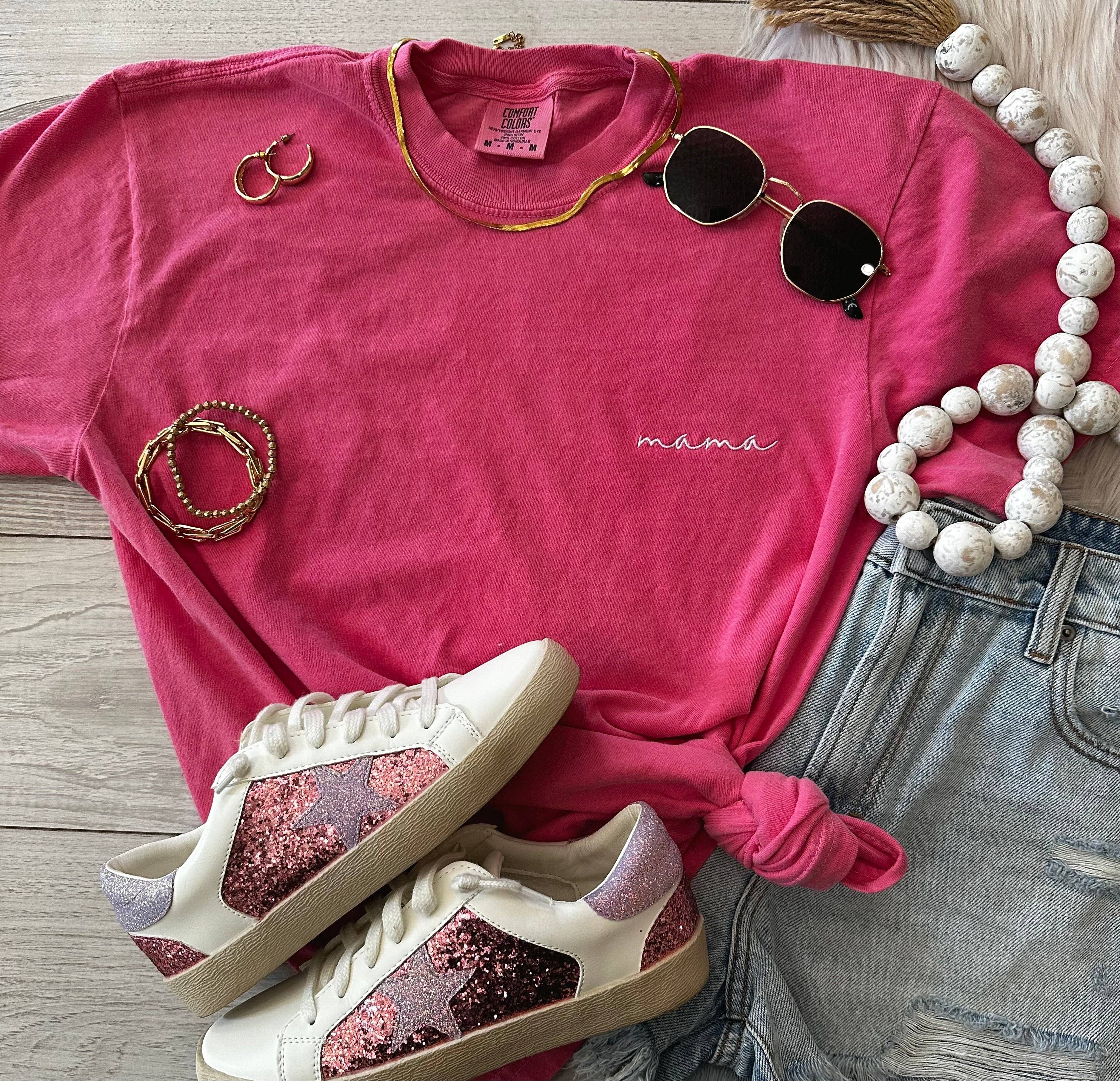 Crunchberry Dainty Mama Embroidered Tee Hoodie, Sweatshirt | PodTeesHub.com