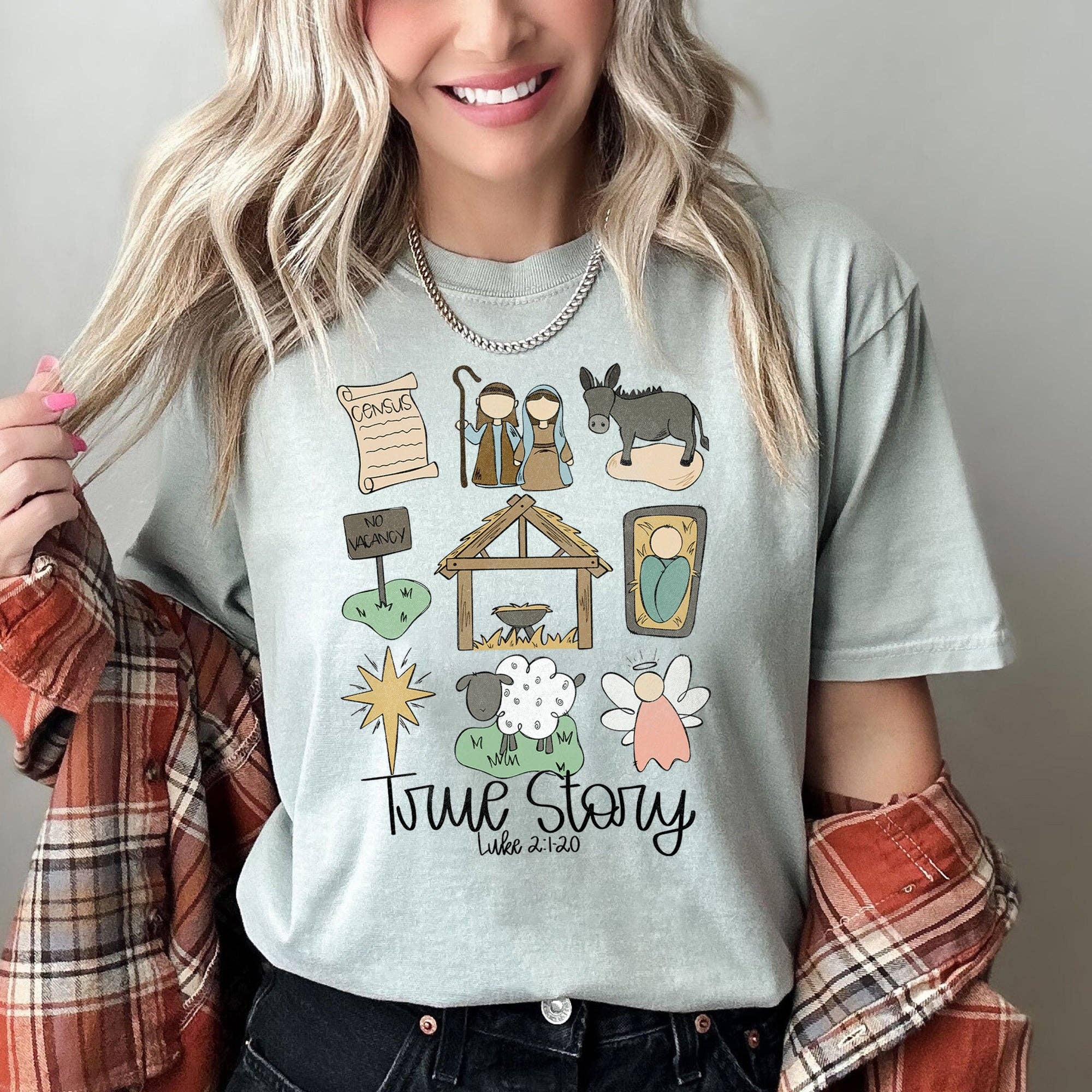 Jesus, True Story, Luke 2-120, Manger, Christmas Tshirt Hoodie, Sweatshirt | PodTeesHub.com